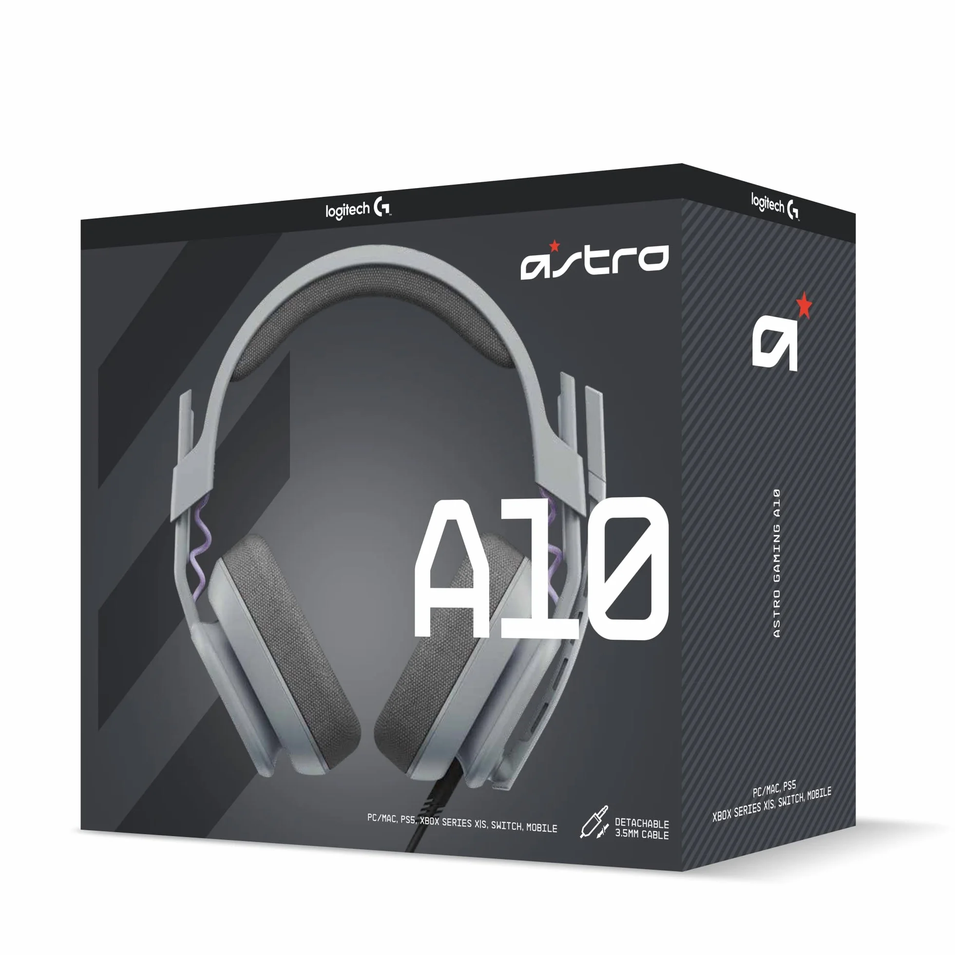ASTRO A10 Cuffie Gaming Cablate Gen 2, Cuffie da Gioco Over-Ear con Microfono Flip-to-Mute, Leggere, Driver 32 mm, Compatibile con Xbox Series X|S, Xbox One, PS5, PS4, Nintendo Switch, PC - Grigio