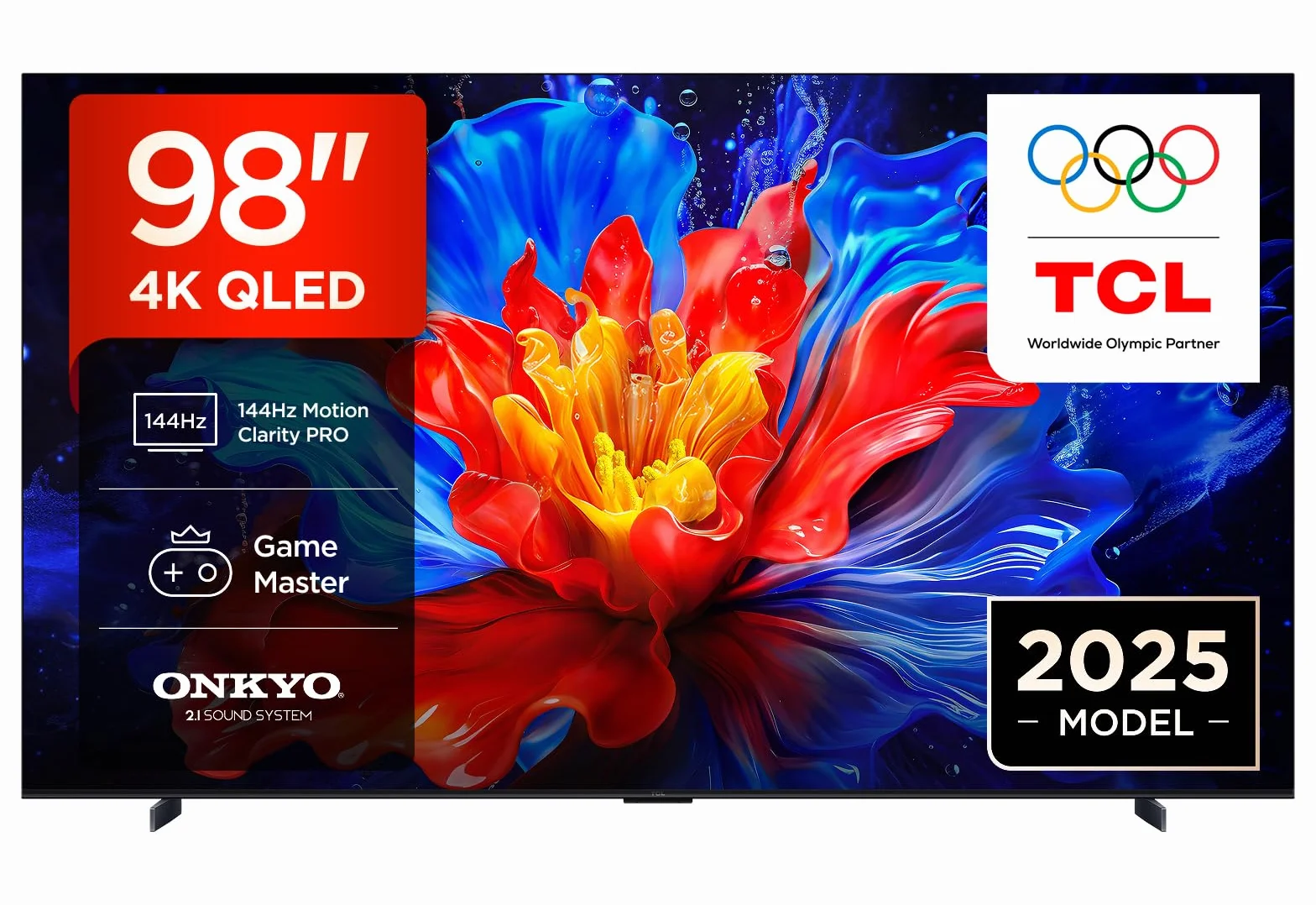 TCL 98P8K QLED 4K HDR Ultra HD 98" QLED TV with Google TV Technology (Dolby Vision and Atmos, Motion Clarity Pro 144Hz, FreeSync, Onkyo 2.1 Audio, Google Assistant Compatible)