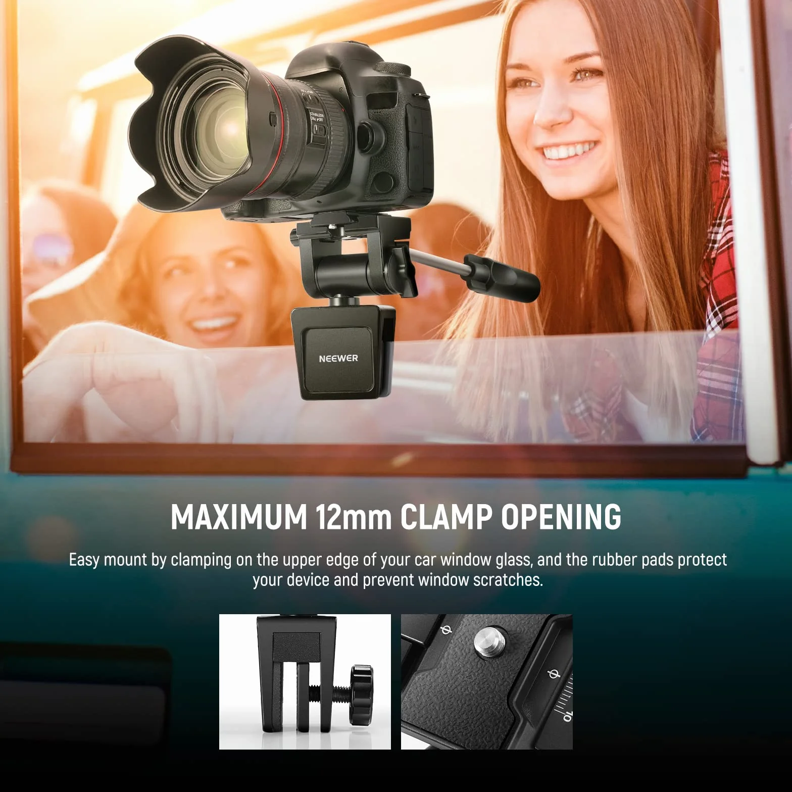 NEEWER Supporto per Finestrino Auto con Maniglia per Spotting Scope, Resistente per DSLR Telescopi, Rotazione a 360° Inclinazione a 120° per Osservazione di Fauna Selvaltica, Bird Watching, Scoutismo