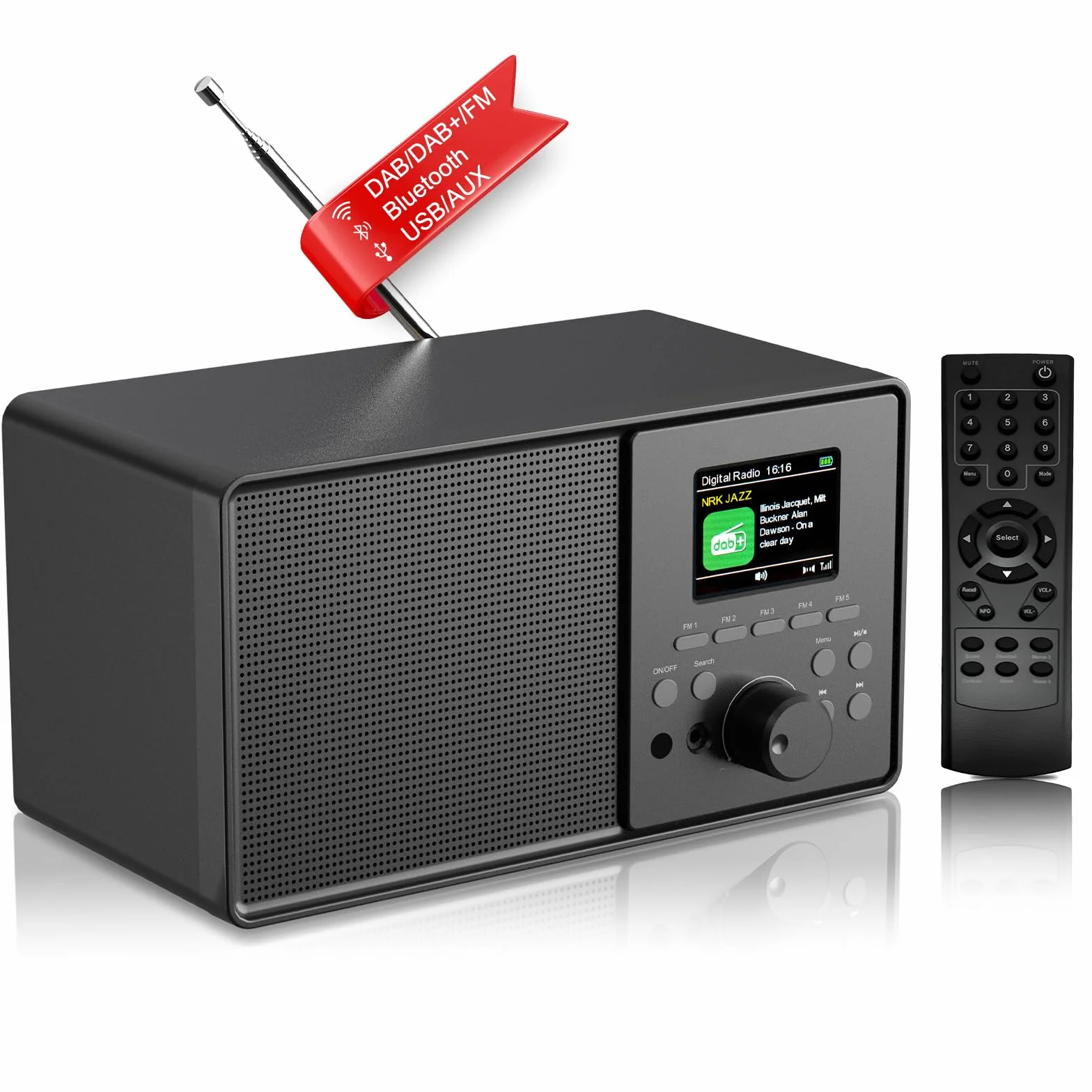 Radio Vintage DAB+/FM Bluetooth 5.0 Radiosveglia Doppio Allarme Telecomando Porta USB AUX 30 Stazioni Preimpostate