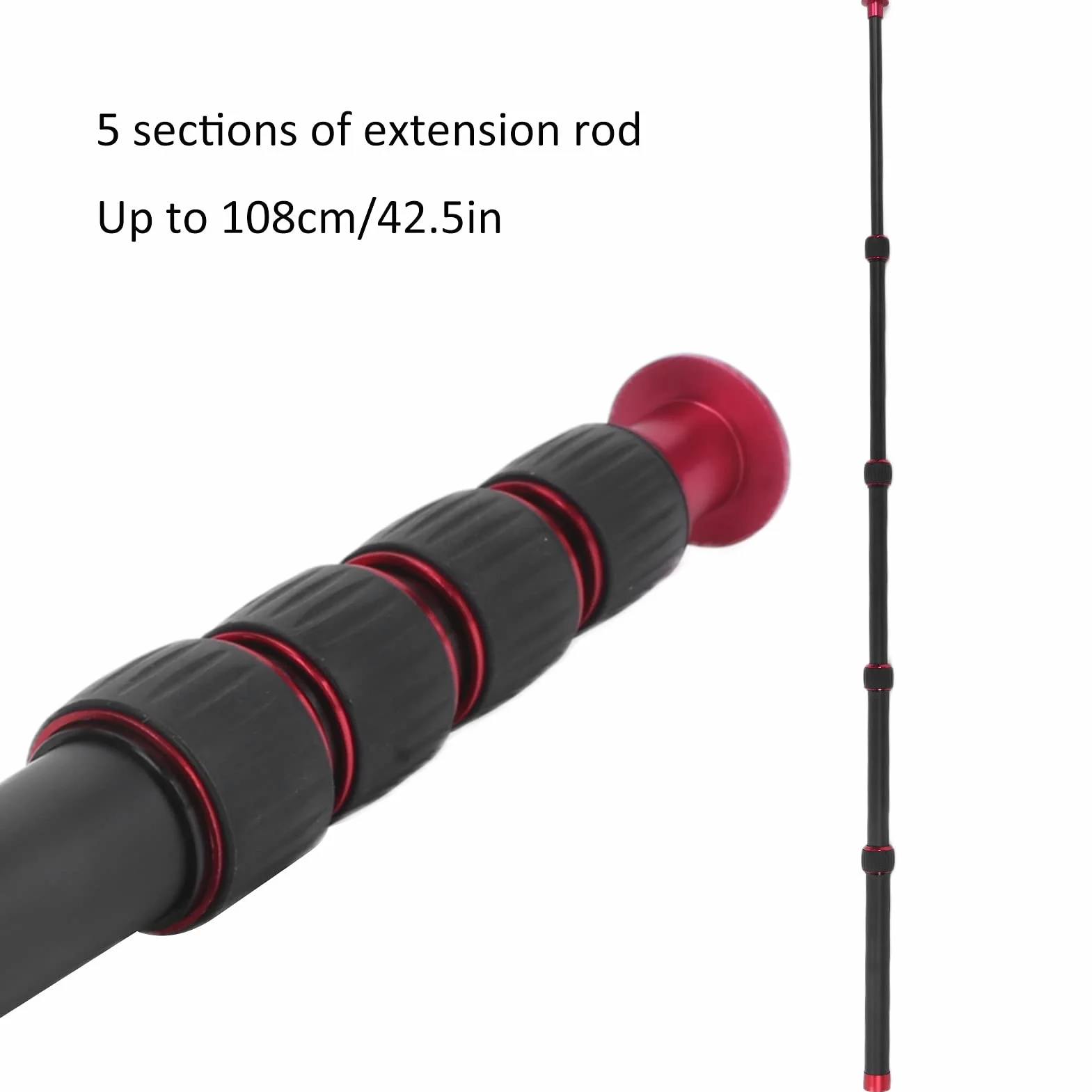 Asta di Prolunga per Monopiede per Fotocamera con 5 Tubi di Prolunga, Lega di Alluminio, Vite da 1/4 di Pollice, capacità di Carico di 5 Kg, per Treppiede, Monopiede, Estensione