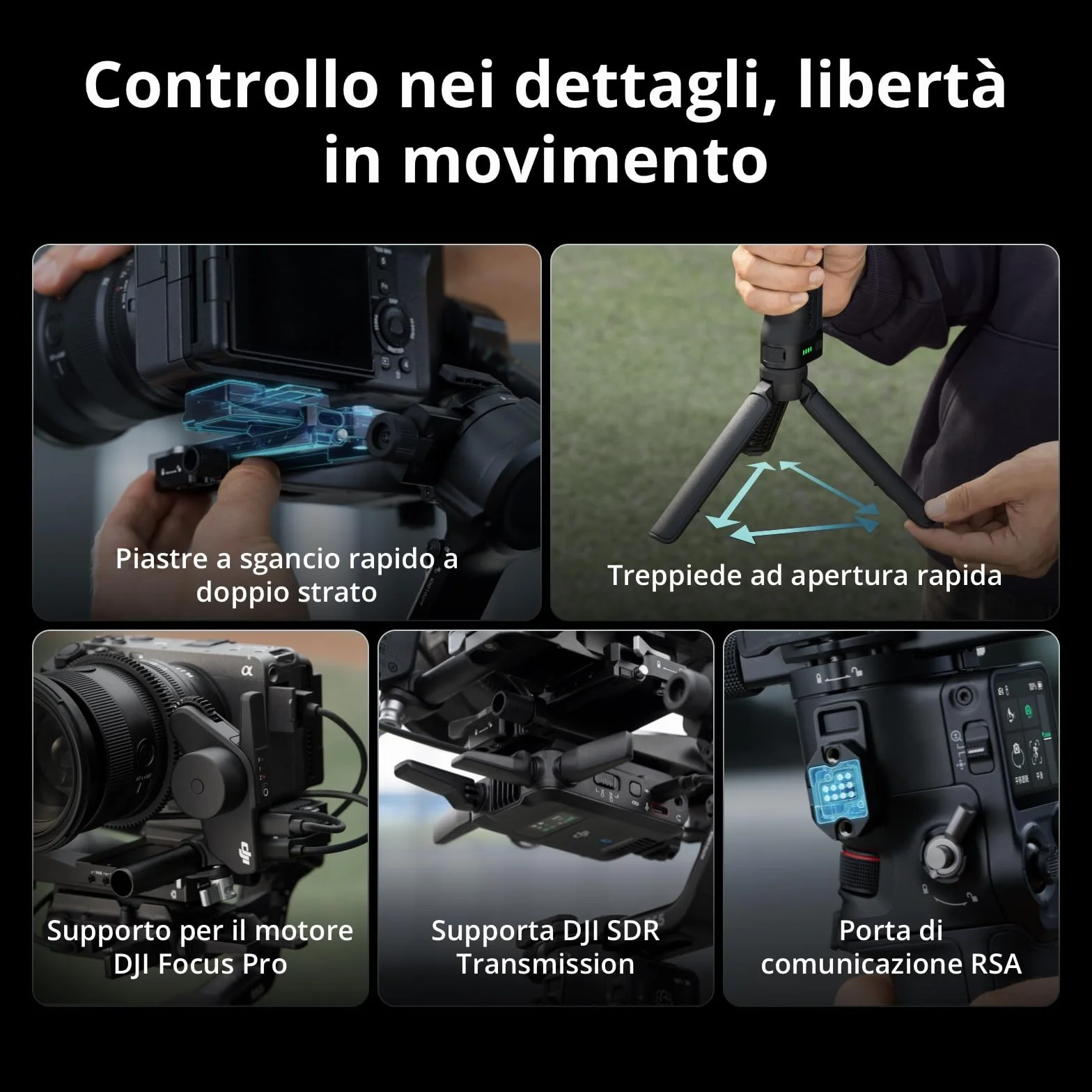 DJI RS 5 Combo, stabilizzatore per fotocamera Canon/Sony/Nikon/Fujifilm, tracciamento intelligente, impugnatura elettronica a valigetta, manopole di regolazione fine, nuovo indicatore dell'asse Z