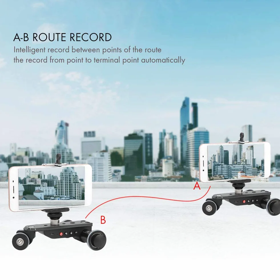 Goshyda Telecamera Video Auto, PPL-06S PRO 90 Gradi Girevole Ripresa Rotaia Motorizzata Slider Car con Telecomando, 5 velocità di Regolazione, per Fotocamera DSLR, Smartphone