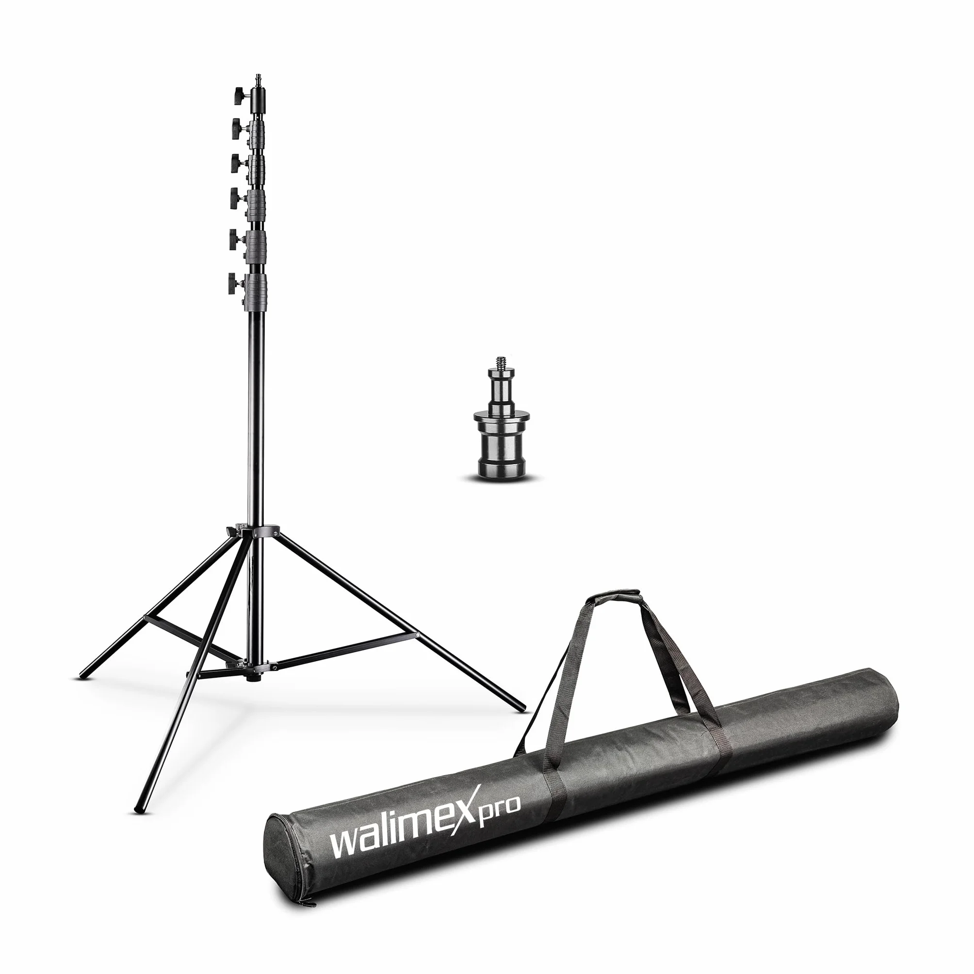 Walimex pro AIR Jumbo 730 Stativo per luci max 22,5 kg Cavalletto fotografico con altezza fino a 730 cm, in alluminio, Treppiedi con attacco per apparecchiature foto e video
