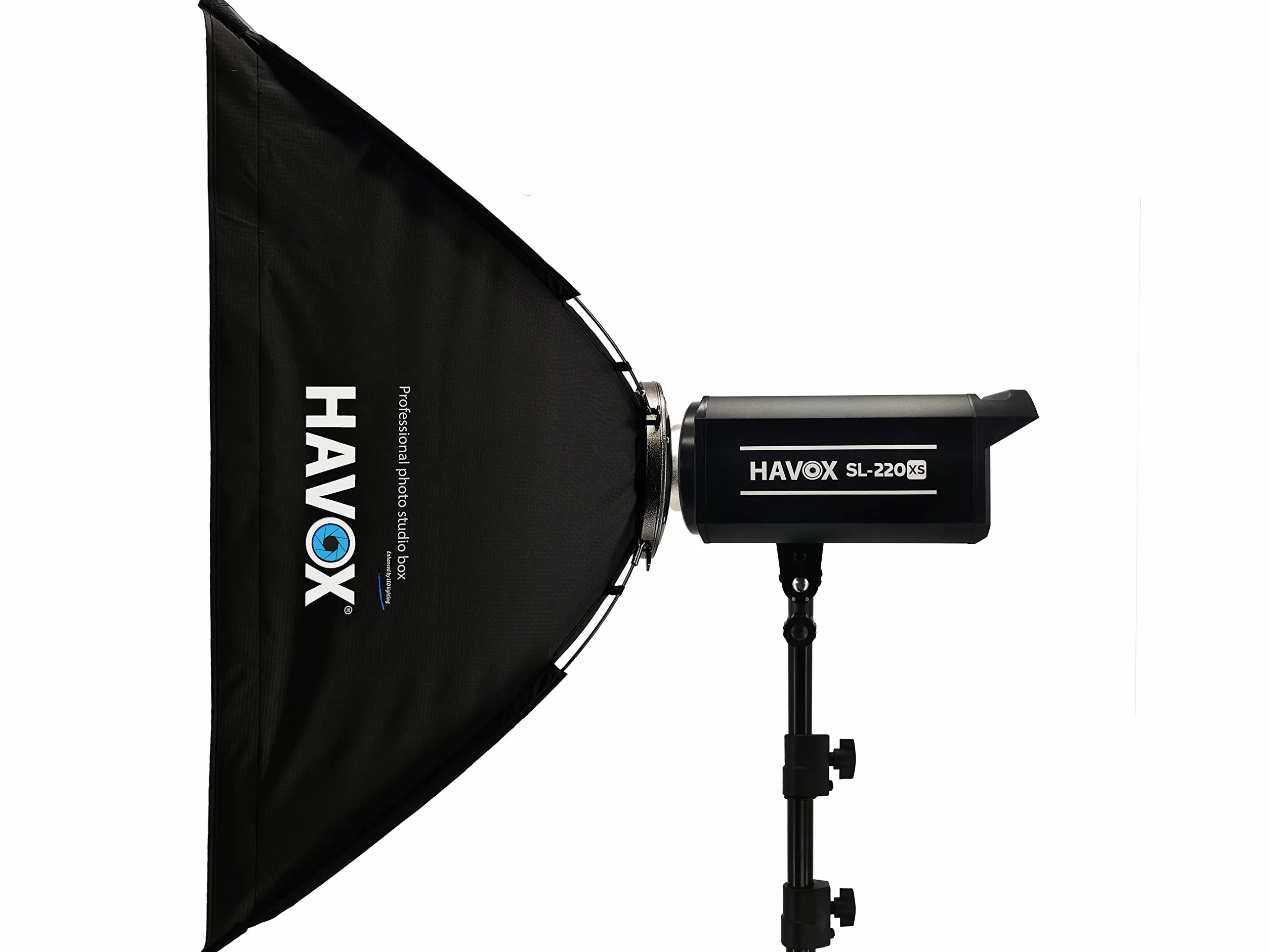 HAVOX - SL-220XS - Softbox Luce continua 220 W Photo Video 5600 K - CRI97+ / TLCI97+ / Fissaggio Bowens - Illuminazione studio fotografico professionale con display digitale
