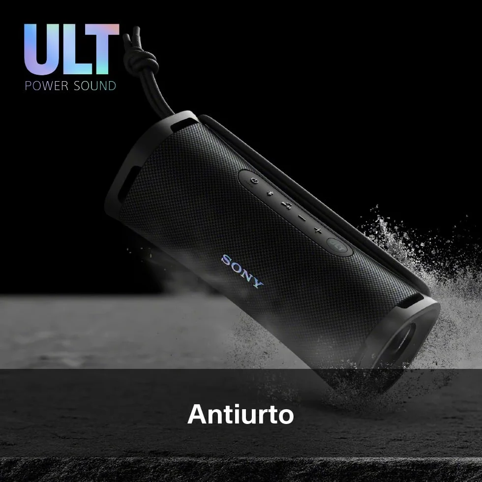 Sony ULT FIELD 1 | Speaker portatile wireless Bluetooth con ULT POWER SOUND, bassi profondi, IP67, impermeabile, antipolvere, antiurto, batteria da 12 ore, qualità chiamata chiara, viaggio - Nero