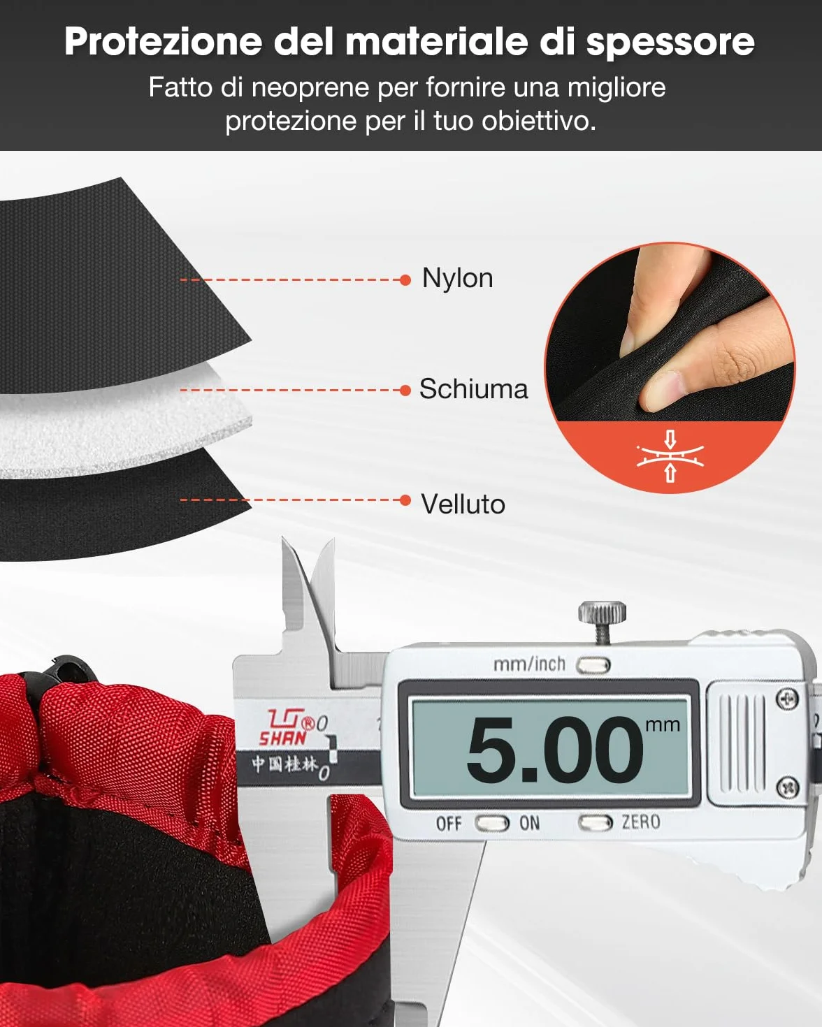 Sacchetti Lenti, 4 custodia per obiettivo Set per proteggere lenti DSLR, neoprene con morbida spessore nero in peluche per Canon, Nikon, Tamron, Sigma, Pentax, (Piccola, Media, Grande e XL)