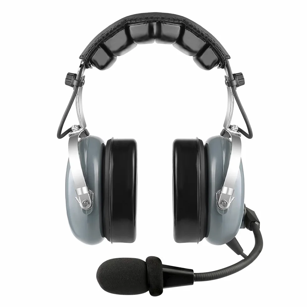 Cuffie da Aviatore PNR Avionica per Piloti, Riduzione Passiva Rumore, Custodia, Grigio, 10x20x13 cm