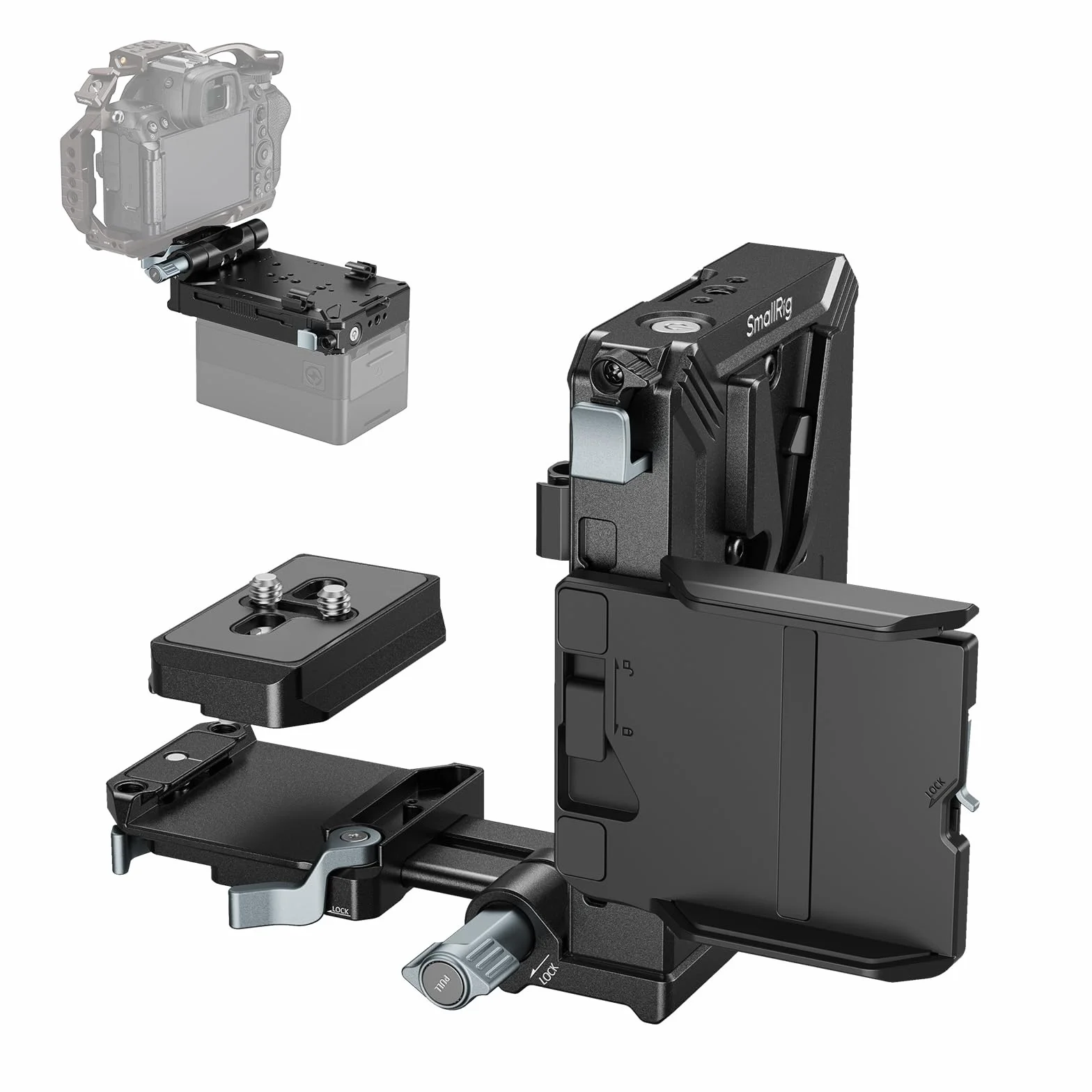 SMALLRIG Kit Piastra Batteria V Mount Aggiornato, con Piastra QR per Arca, Protezione Schermo LCD E Clip per Cavi, Alimentazione D-Tap E Usb-C, Rig Video Tutto in Uno per Fotocamere Mirrorless/DSLR