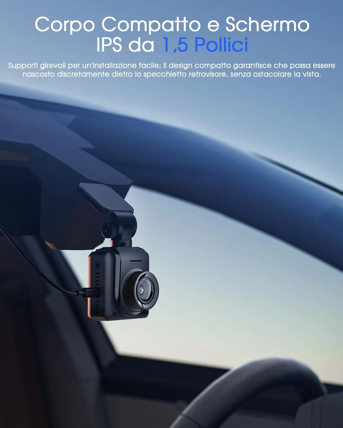 Avylet 2K Dash Cam Auto Wi-Fi, 1440P Mini Dashcam IPS 1.5'', Telecamera per Auto con APP, GPS Esterno, WDR Visione Notturna,Grandangolo 170°, 24H Monitor di Parcheggio, G-Sensor, Registrazione in Loop