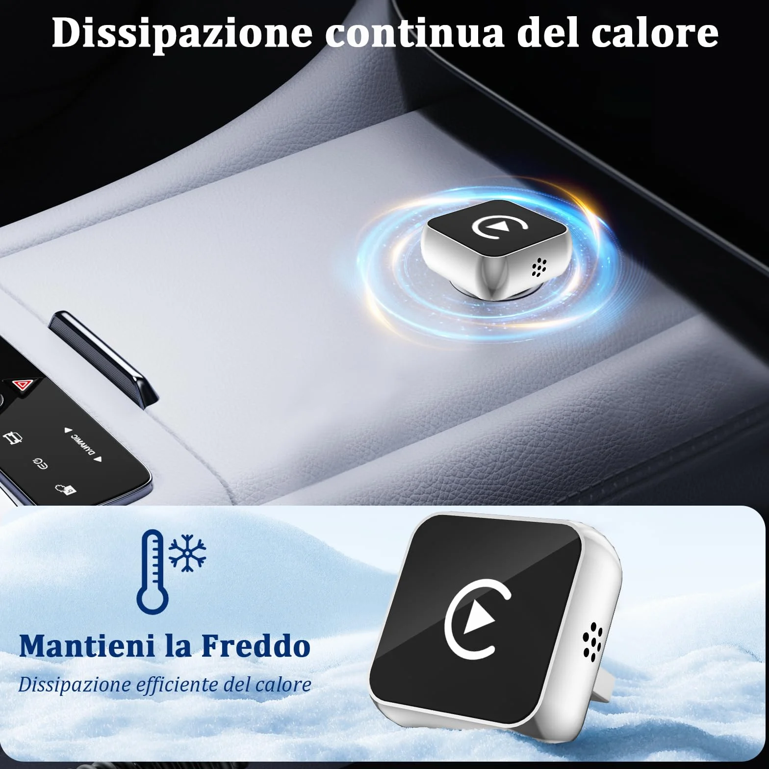 Adattatore Wireless Android Auto CarPlay 2-in-1 USB Type-C per Apple, Chiavetta Dongle Compatibile con iPhone iOS 10+ e Android 11+, Argento