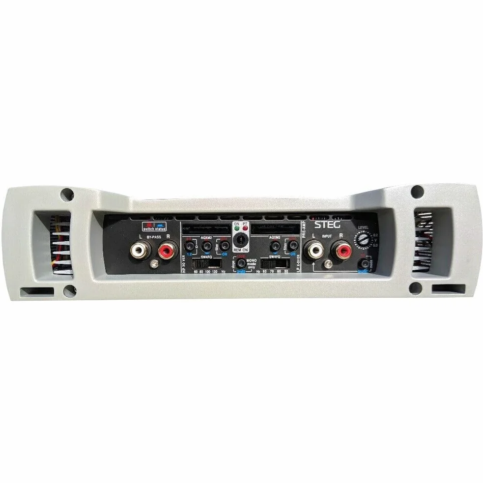 STEG K2.01 amplificatore a 2 canali da competizione spl da 365 x 2 watt rms stabile a 1 ohm per porte portiere sportelli auto, 1 pezzo