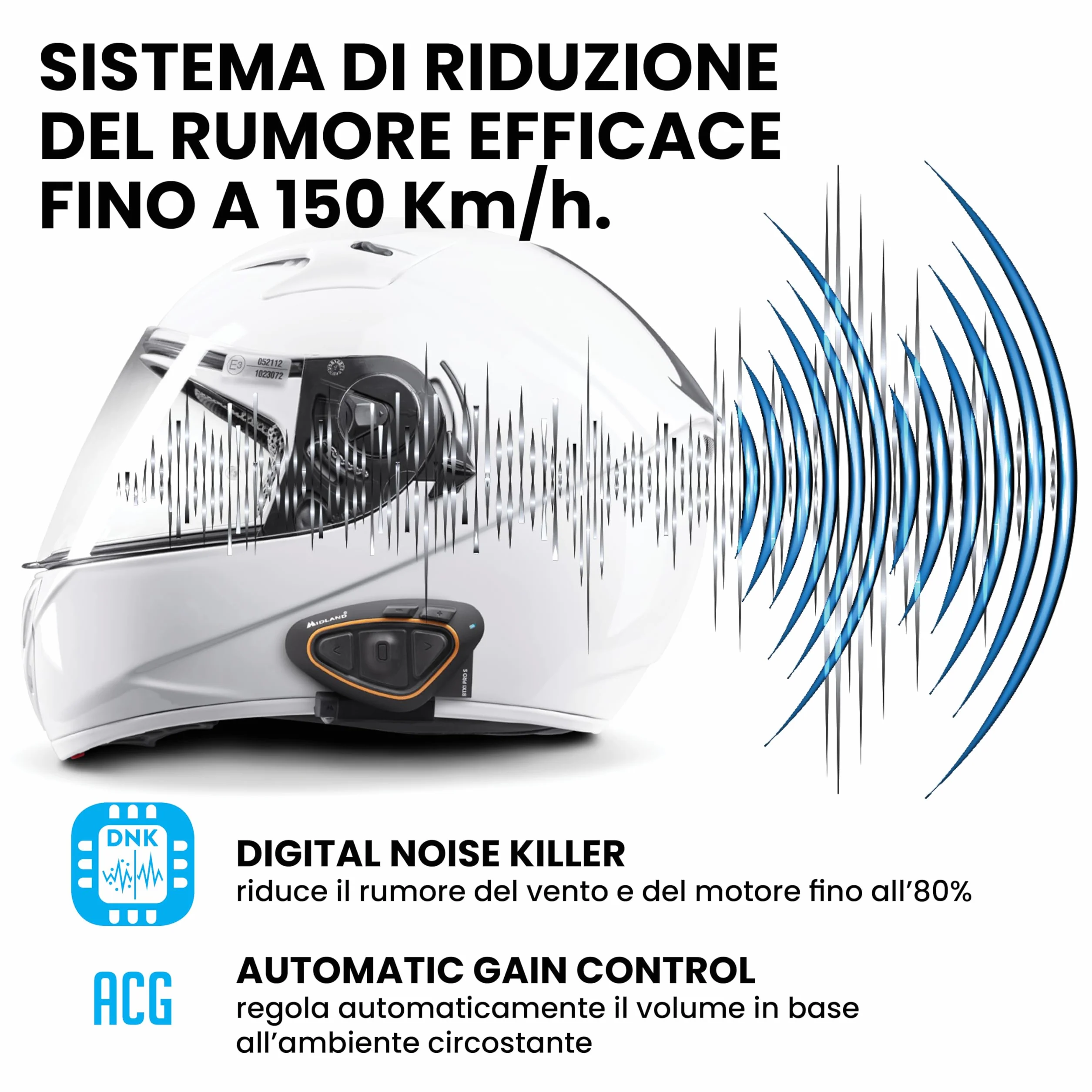 Midland - Interfono Moto Bluetooth Coppia BTX1 Pro S Twin, Auricolari Casco Moto Impermeabili IPX6, Copertura 800m Fino a 4 Persone in Conference - Batteria 23H, Cancellazione Rumore, Radio FM via App