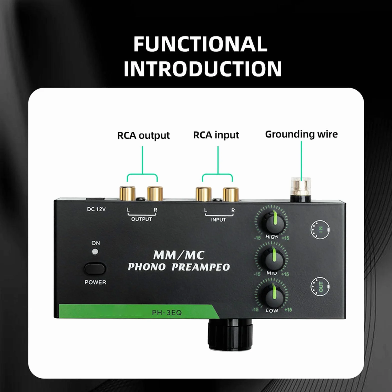 Preamplificatore Phono Mini Stereo XLR 3.5mm Giradischi Amplificatore Segnale Audio Hi-Fi Convertitore
