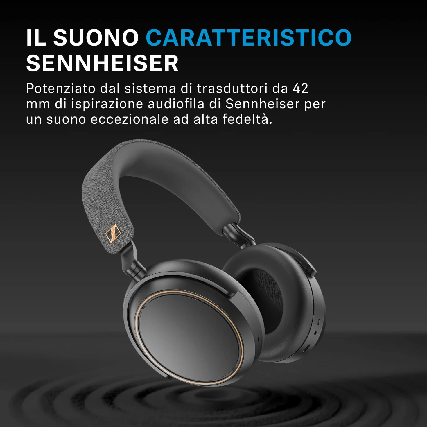Sennheiser MOMENTUM 4 Wireless Special Edition: Bluetooth per telefonate cristalline con cancellazione adattiva del rumore, 60 h di autonomia e design pieghevole leggero, Nero/Rame