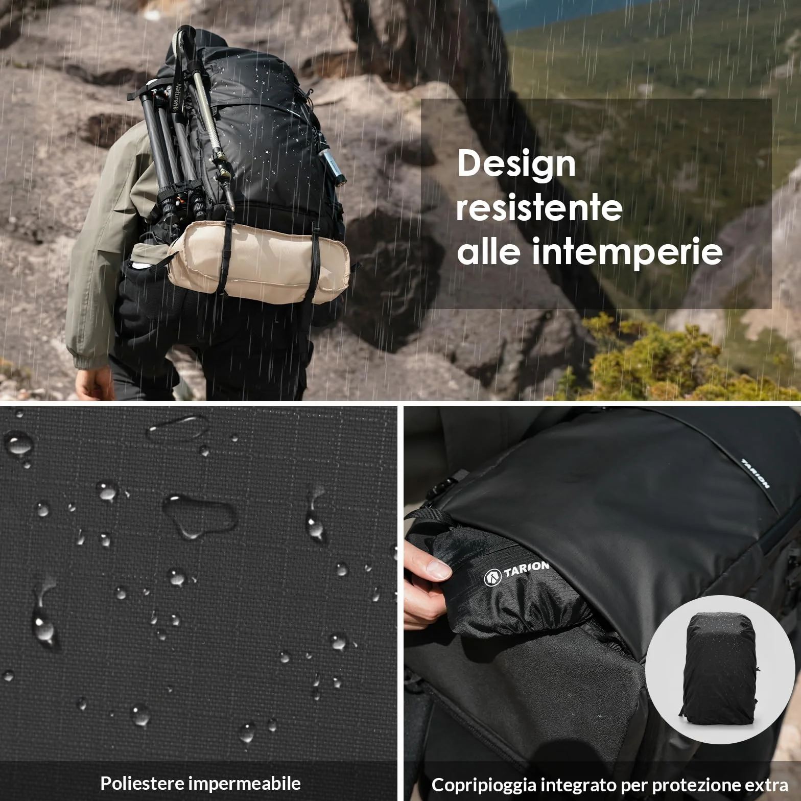 TARION Zaino Fotograifco Trekking Grande: Zaino Fotocamera Reflex Impermeabile Borsa Fotografica Professionale con Scomparto per Laptop da 16 per DSLR Drone Xprober