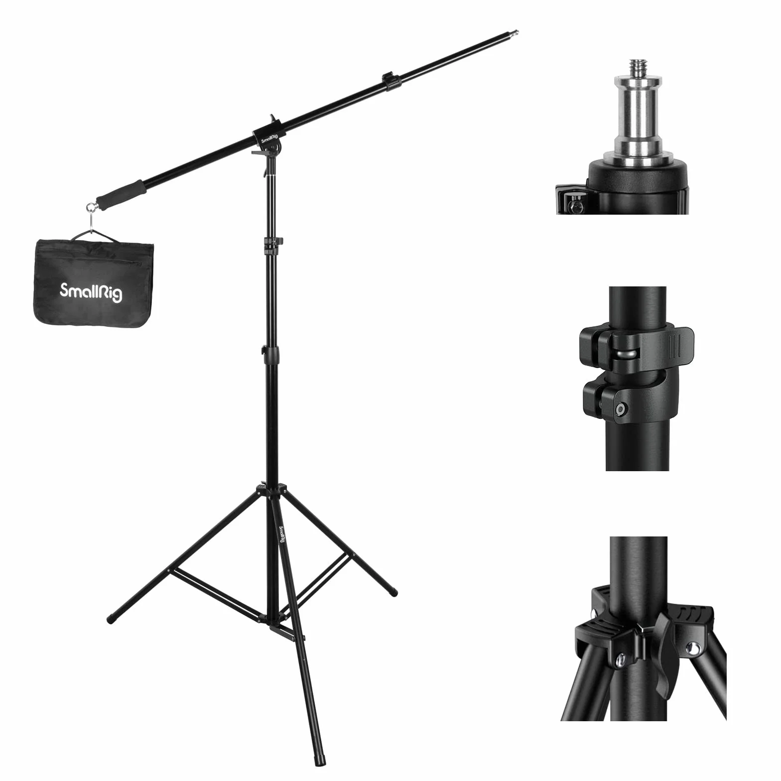 SMALLRIG Supporto per Luce in Alluminio 110"/280 cm, Supporto per Treppiede Regolabile ad Aria con Vite da 1/4" per Softbox, Luce da Studio e Riflettore, Carico Massimo 5kg, RA-S280A - 3737
