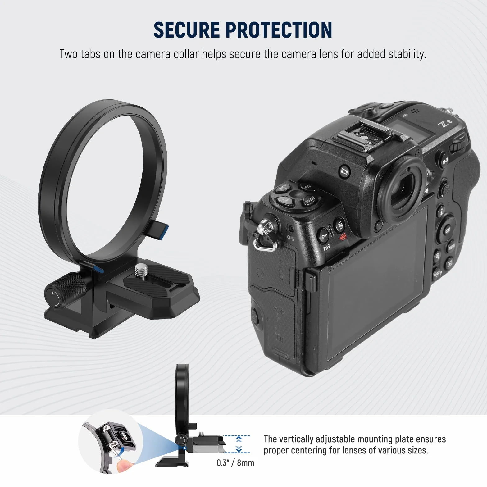 Neewer Piastra di montaggio girevole per Nikon Z8 Z7 II Z6II Z5 FTZII, adattatore veloce da orizzontale a verticale per treppiede per fotocamera compatibile con DJI RS 3/2 e sistema di sgancio