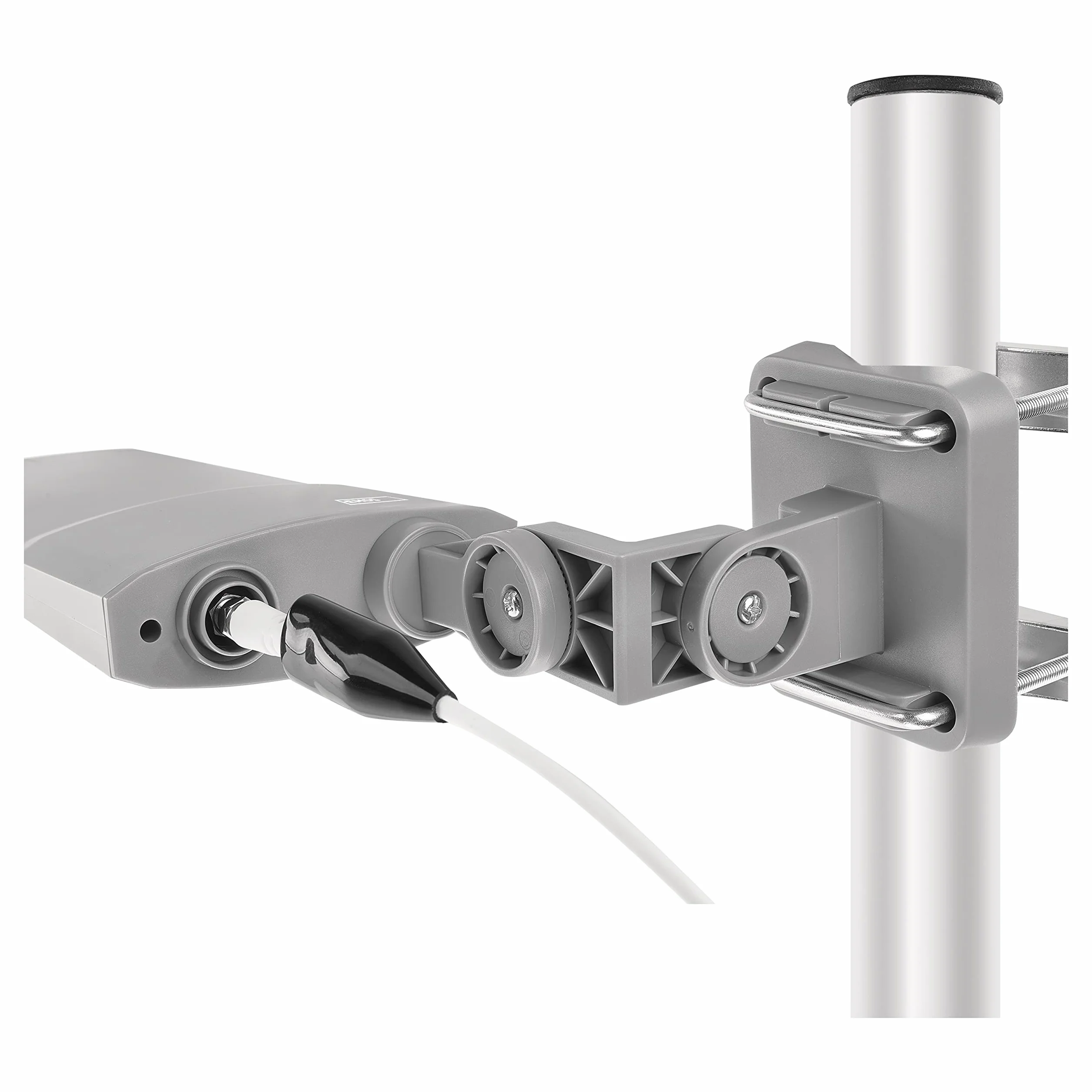 EMOS Antenna esterna con amplificatore per ricezione remota, VHF/UHF/DAB Outdoor TV Antenna per TV DVB-T/DVB-T2, portata 0-80 km, filtro di blocco LTE integrato, filtro 4G, 5G