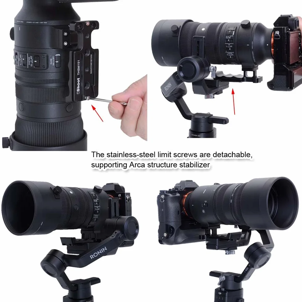 iShoot Base ad anello di ricambio per treppiede compatibile con Sigma 70-200 mm F2.8 DG DN OS Sports e 500 mm F5.6 DG DN OS Sports, staffa di supporto con piastra a sgancio rapido Arca-swiss Fit