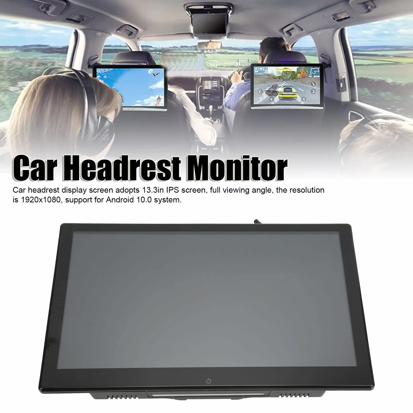 Monitor per Poggiatesta per Auto, Touch Screen 4K 1080P da 13,3 Pollici 2 + 16G Cuscino per Sedile Posteriore Lettore Multimediale Lettore Video per Sedile Posteriore per Auto per