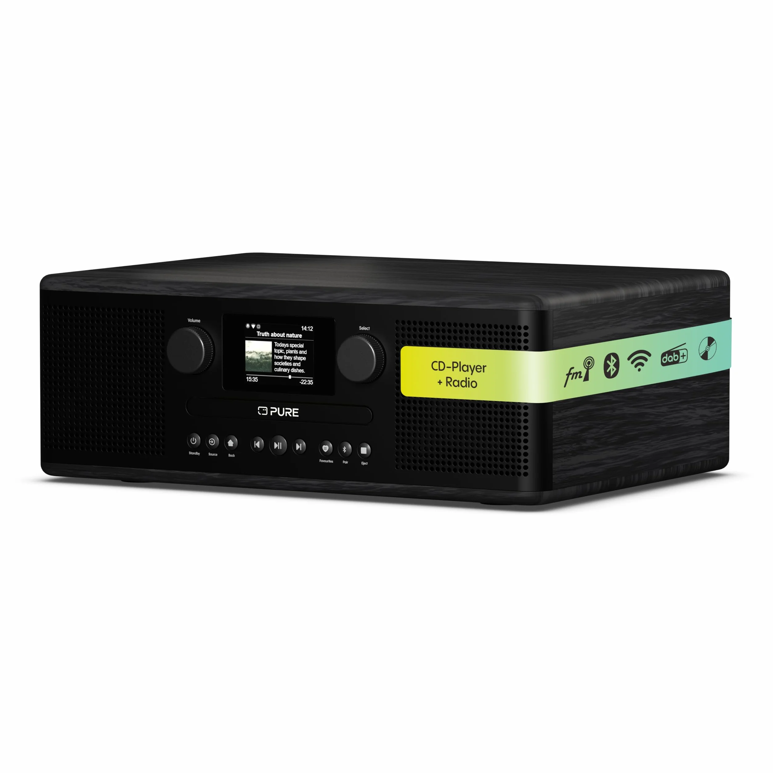 Pure Classic C-D6i Radio Internet All-in-One WiFi DAB+/FM Bluetooth 5.3 Lettore CD USB AUX Audio Stereo 2x15W Display Colori Sveglia Sleep Timer Nero