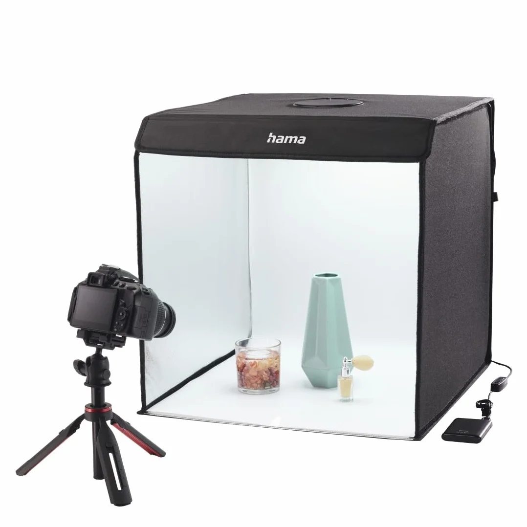 Hama Scatola fotografica, 50 x 50 cm (studio fotografico, mini studio fotografico, scatola luminosa, scatola luminosa, scatola leggera, mini scatola bianca, verde, tenda luminosa, per fotografia di