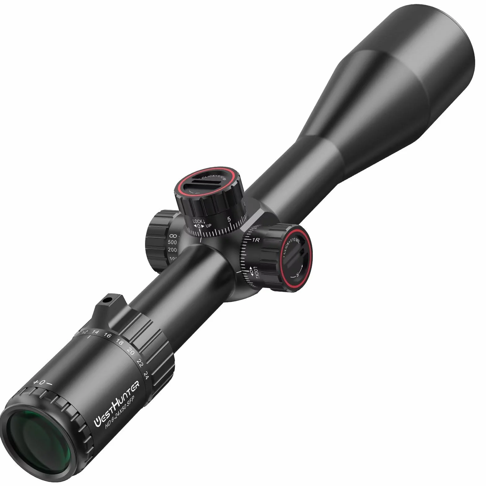 WestHunter Optics HD 6-24x50 SFP Precisione Miri telescopici, Tubo da 30 mm, Secondo piano focale 1/10 MIL, esclusivo per gare sportive a lunga distanza