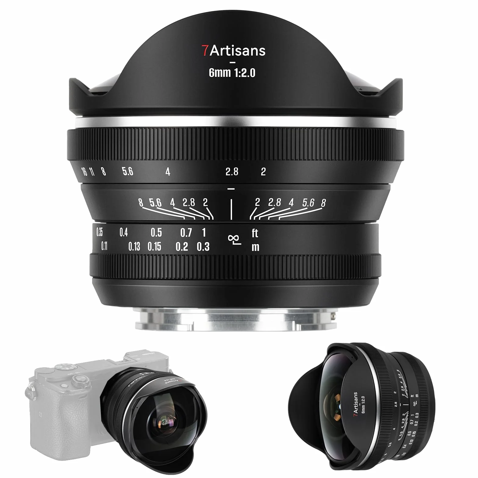 7artisans Obiettivo Fisheye manuale 6mm F2.0 per attacco M43