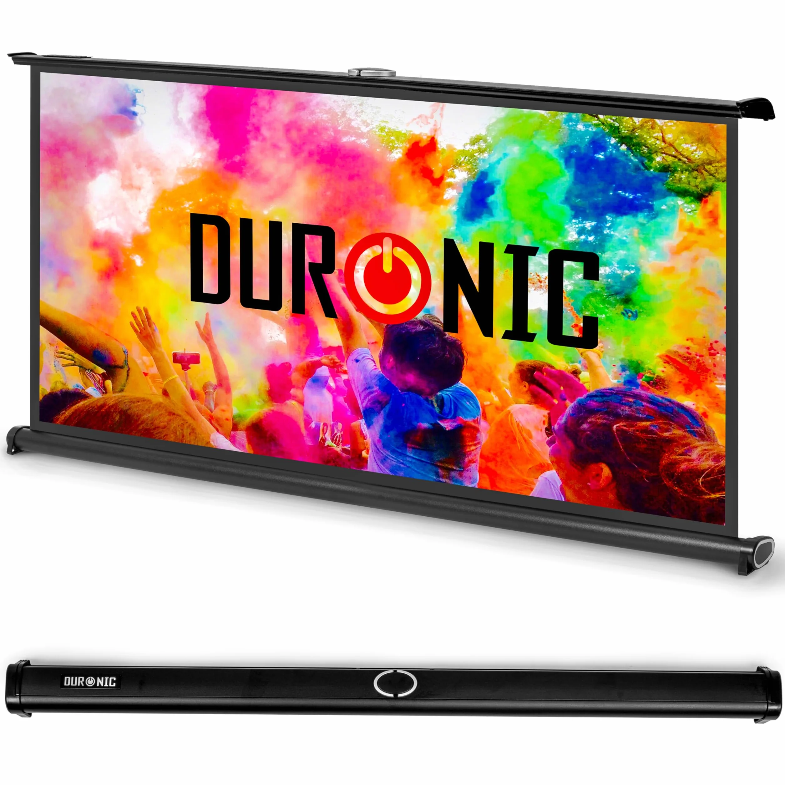 Duronic DPS40 /169 Schermo di proiezione 40” formato 16:9/89 x 50 cm Telo proiettore da tavolo per interni/esterni Full HD 3D 4K - Home cinema home theater ufficio| Montabile a parete o a soffitto