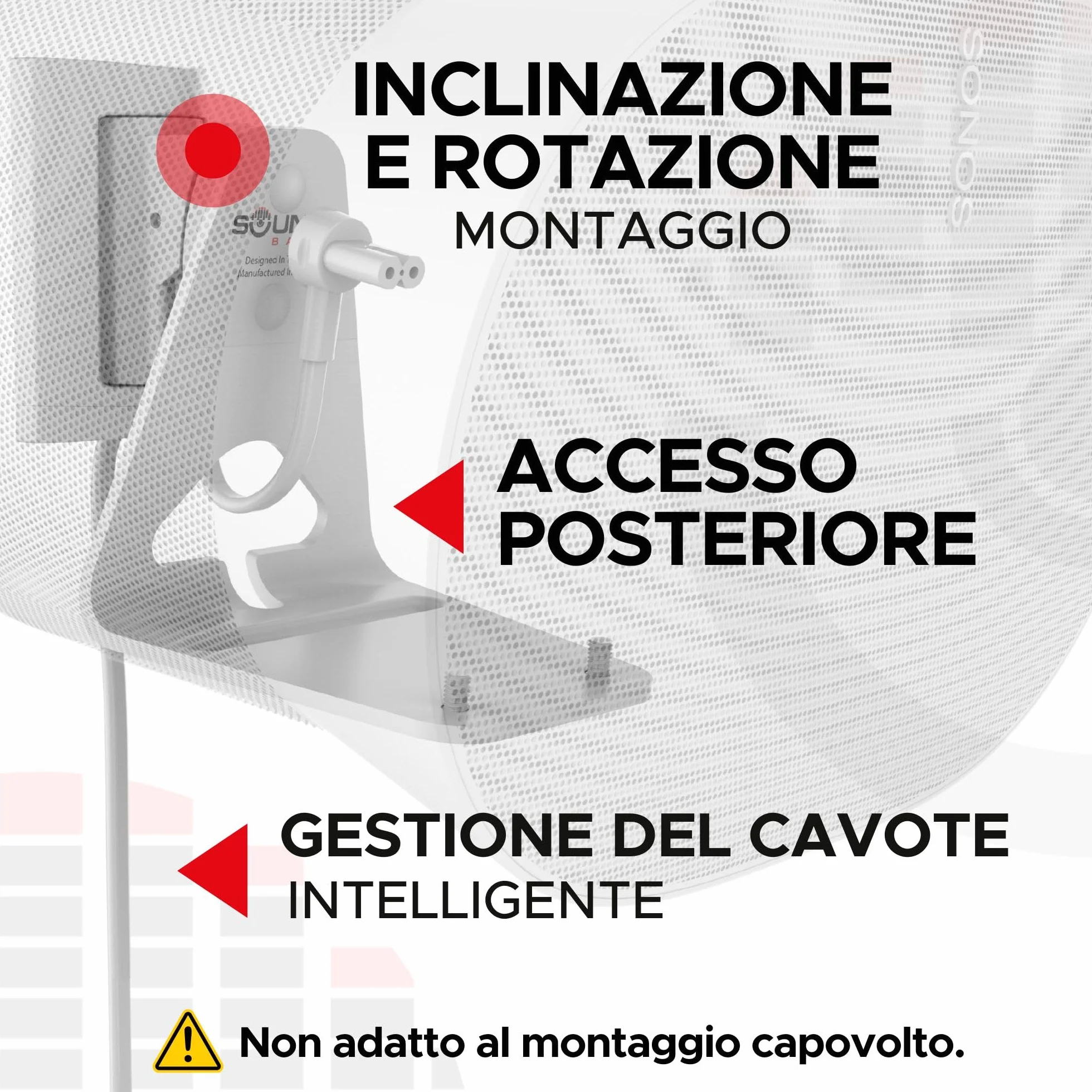 Staffa di Montaggio a Parete Inclinabile Girevole Bianco Doppio per Sonos ERA 300