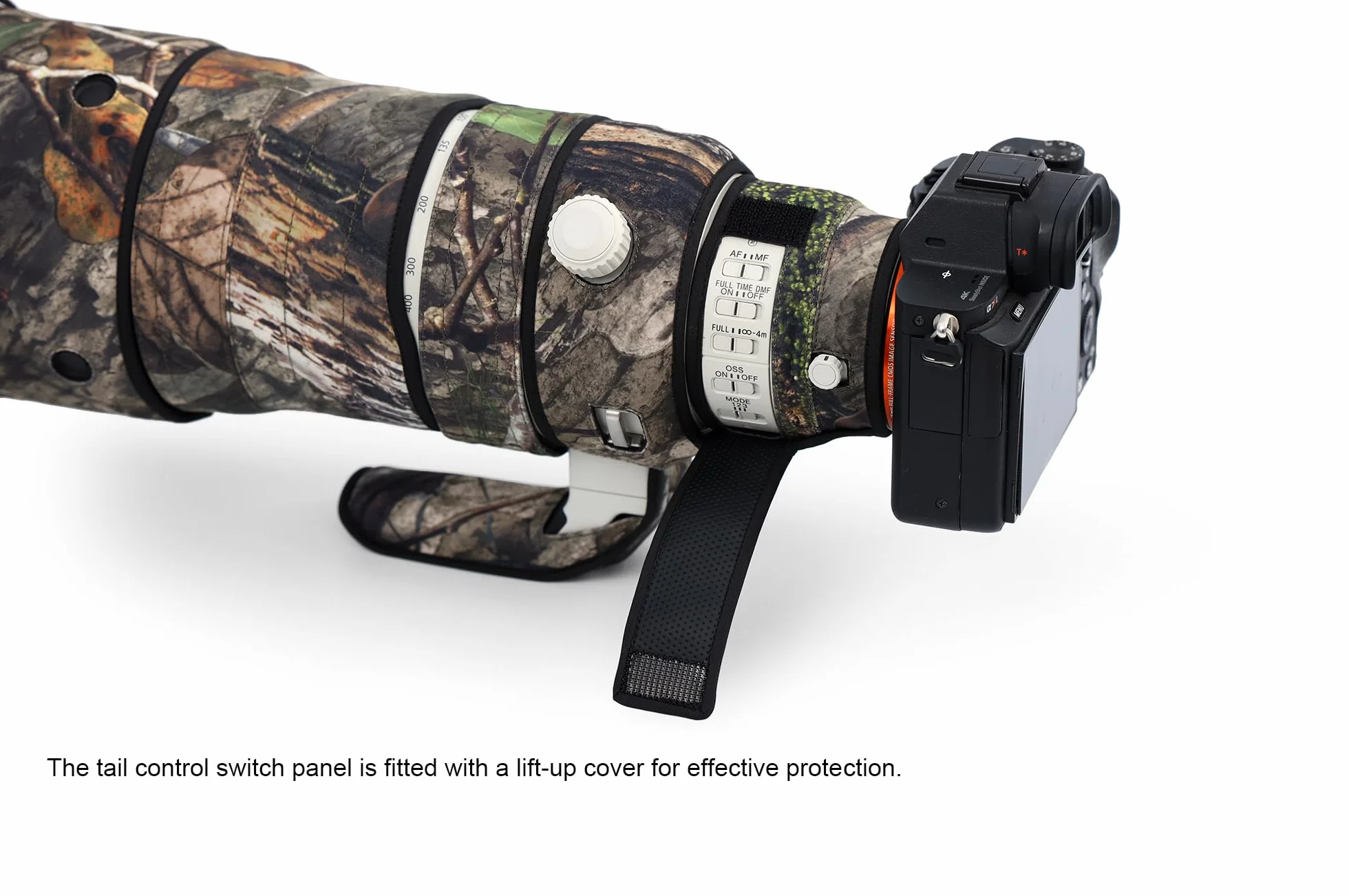 Rolanpro Copriobiettivo impermeabile mimetico per Sony FE 100-400 mm F4.5 GM OSS Lens Custodia protettiva abbigliamento #31 Jungle camo impermeabile