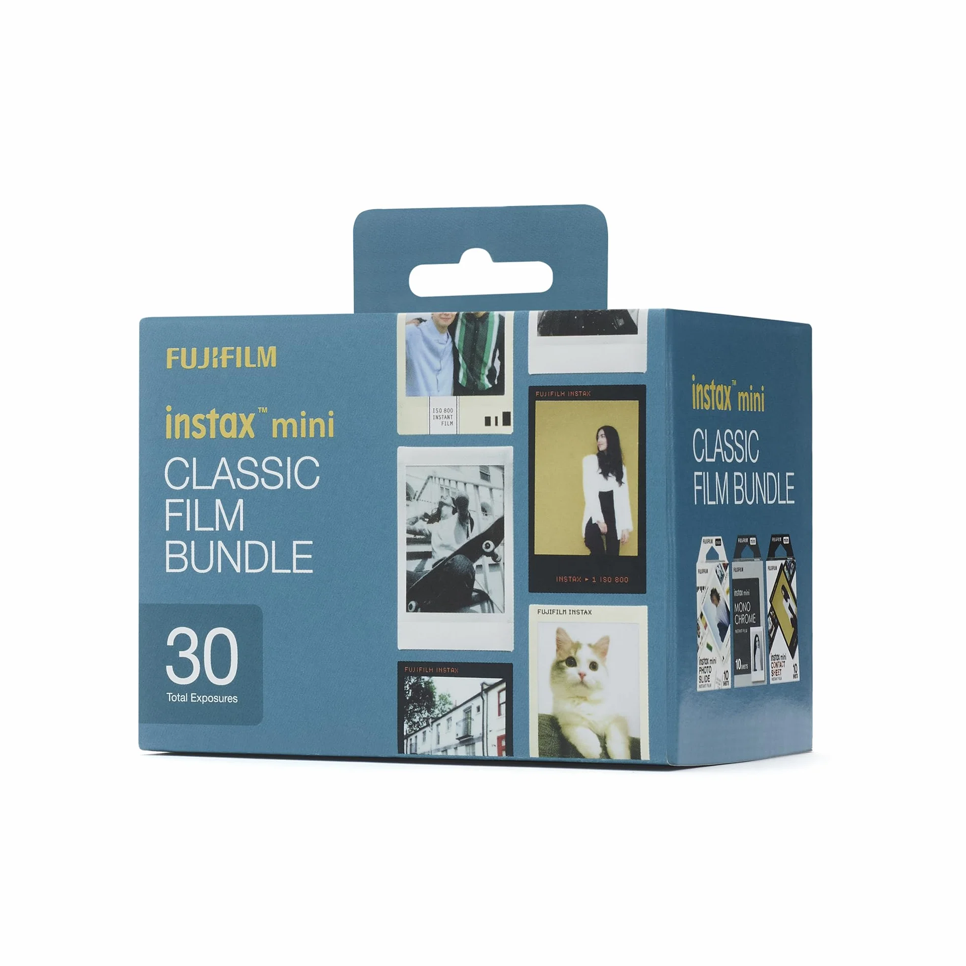 instax mini CLASSIC film bundle pellicole, 30 scatti, 3 pacchi da 10 scatti, motivo bordo Photo Slide, Contact Sheet e pellicole Monochrome