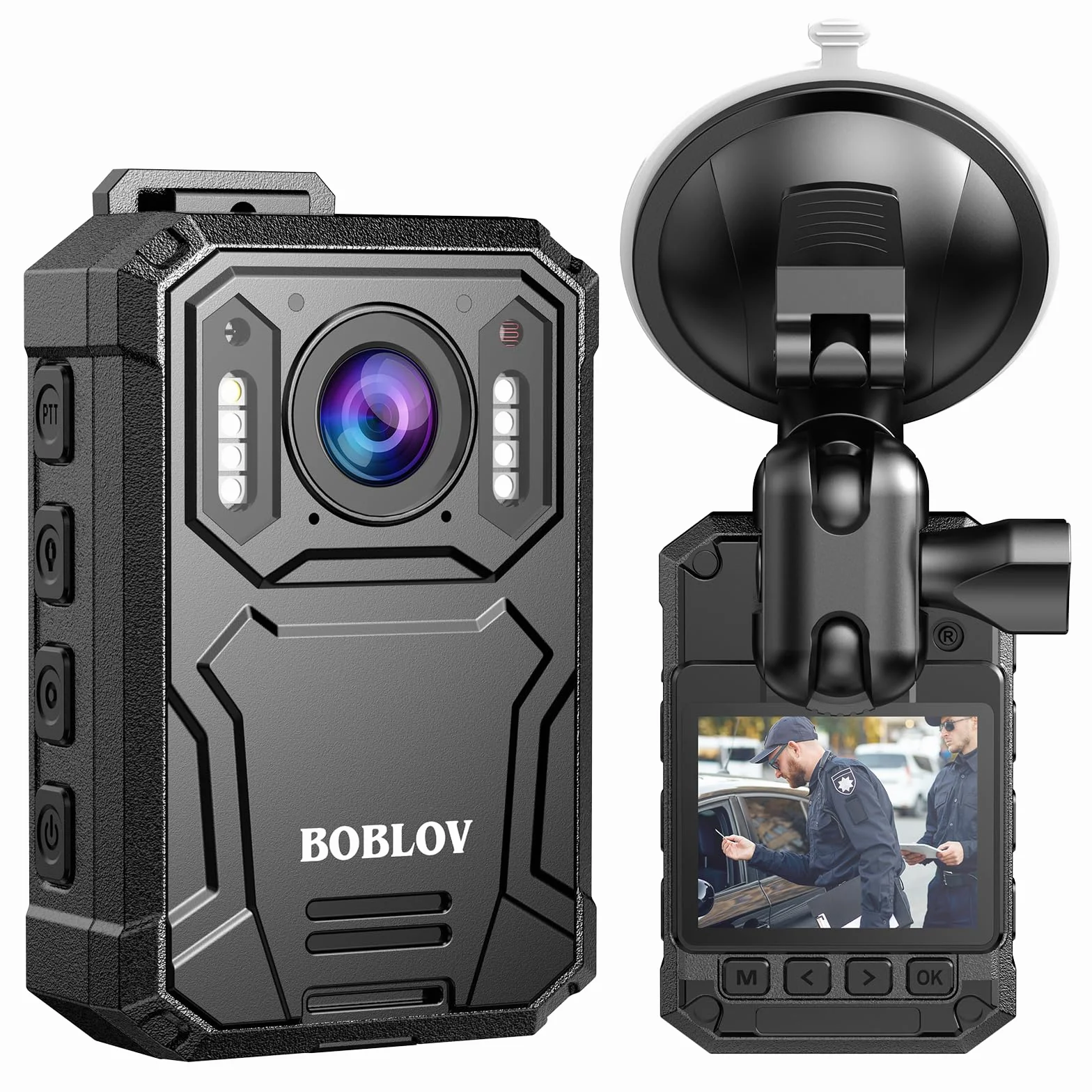 BOBLOV KJ23PRO 2K Fotocamere montate sul corpo, Body Cams Polizia da 128 GB integrata con visione notturna, batteria da 4000 mAh per 15 ore di registrazione, IP66, per forze dell'ordine, sicurezza