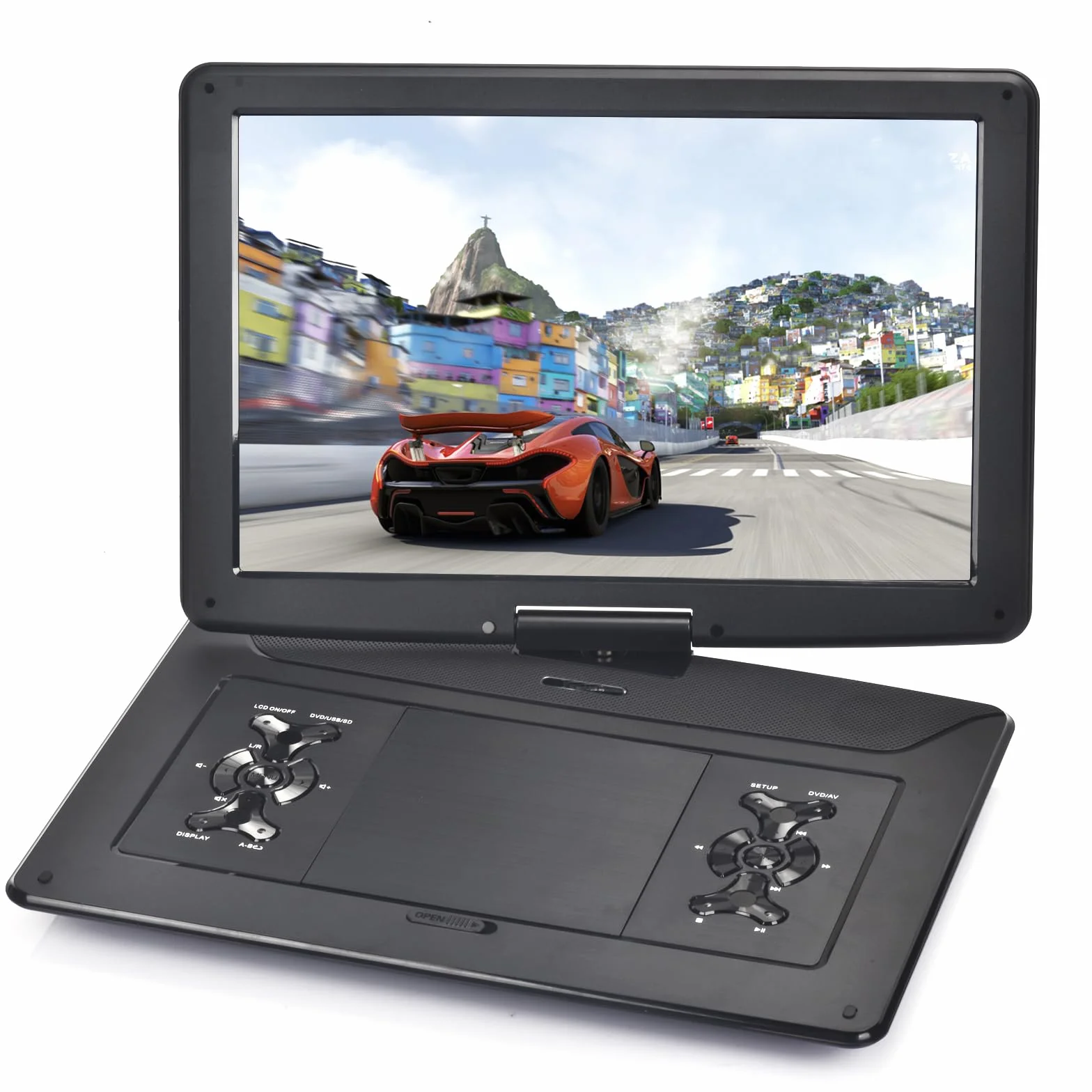 YOOHOO Lettore DVD Portatile 18" Schermo Girevole HD 15,6" Batteria Ricaricabile Multiregione