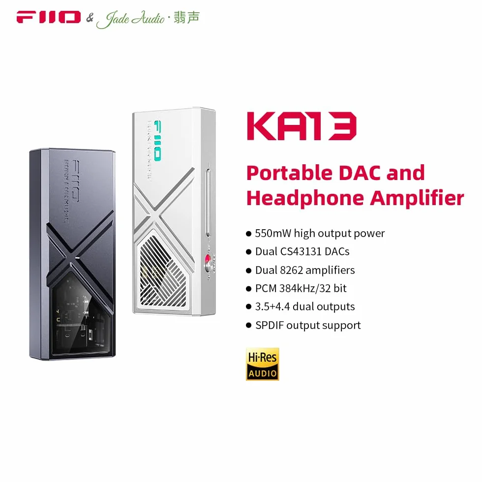 FIIO KA13 DAC Portatile con Amplificatore Cuffie (Nero)