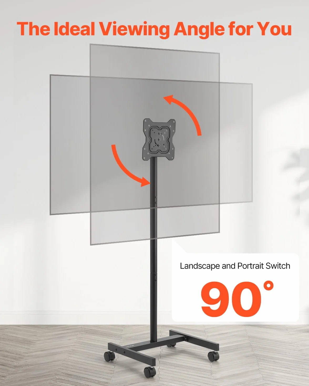 VEVOR Supporto TV da Pavimento per Schermo Piatto Curve 431,8-1397 mm, Carrello Porta TV Carico max. 20 kg, VESA 200 x 200 mm