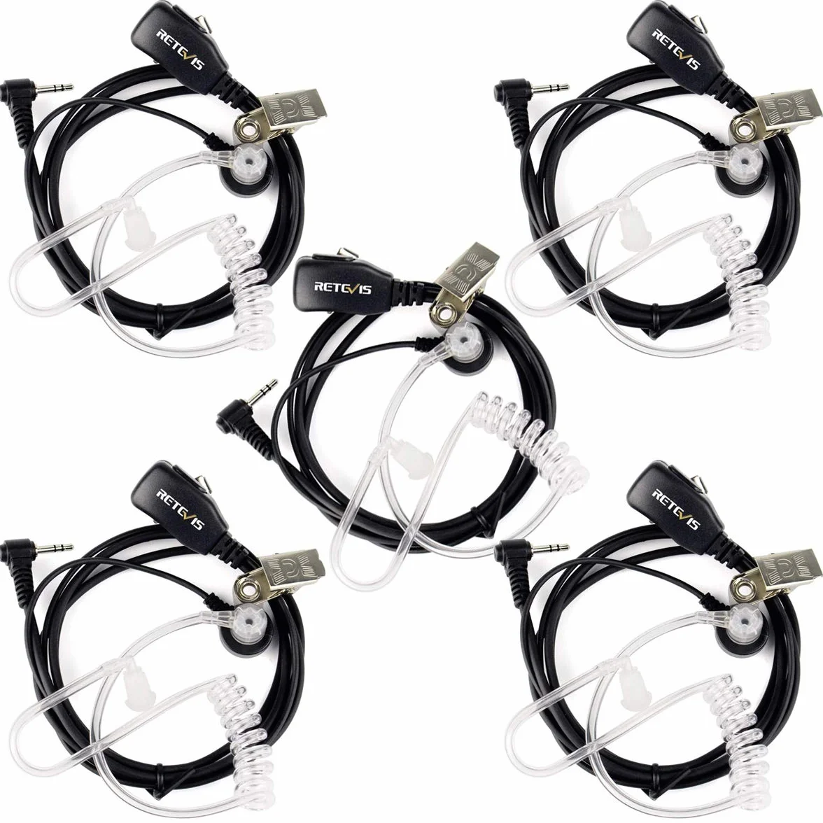 Retevis EAM101 Cuffie Walkie Talkie 1 Pin 2,5mm Auricolare Compatibile RT45 Motorola TLKR Radio T62 T80 Extreme T80ex T82 Extreme T82ex T81 Hunter T270 T280 (5 Pezzi)
