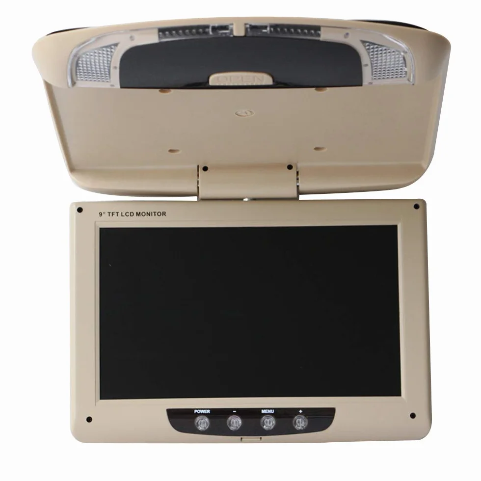 9 Pollice Monitor Montato sul Tetto dell'auto Schermo da soffitto Automatico Video HD Veicolo Ribaltabile Lettore multimediale sopraelevato Beige