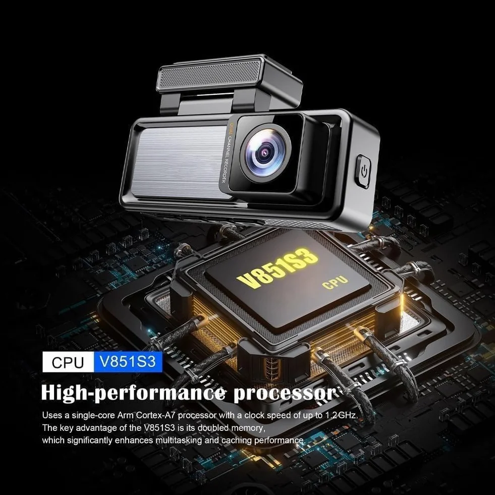 Osmo Dashcam Pro, Dashcam Wireless Per Auto, Anteriore E Posteriore Con Scheda Da 64 GB E Controllo Wi-Fi/app, Telecamera Per La Retromarcia, Registrazione In Loop, Monitoraggio