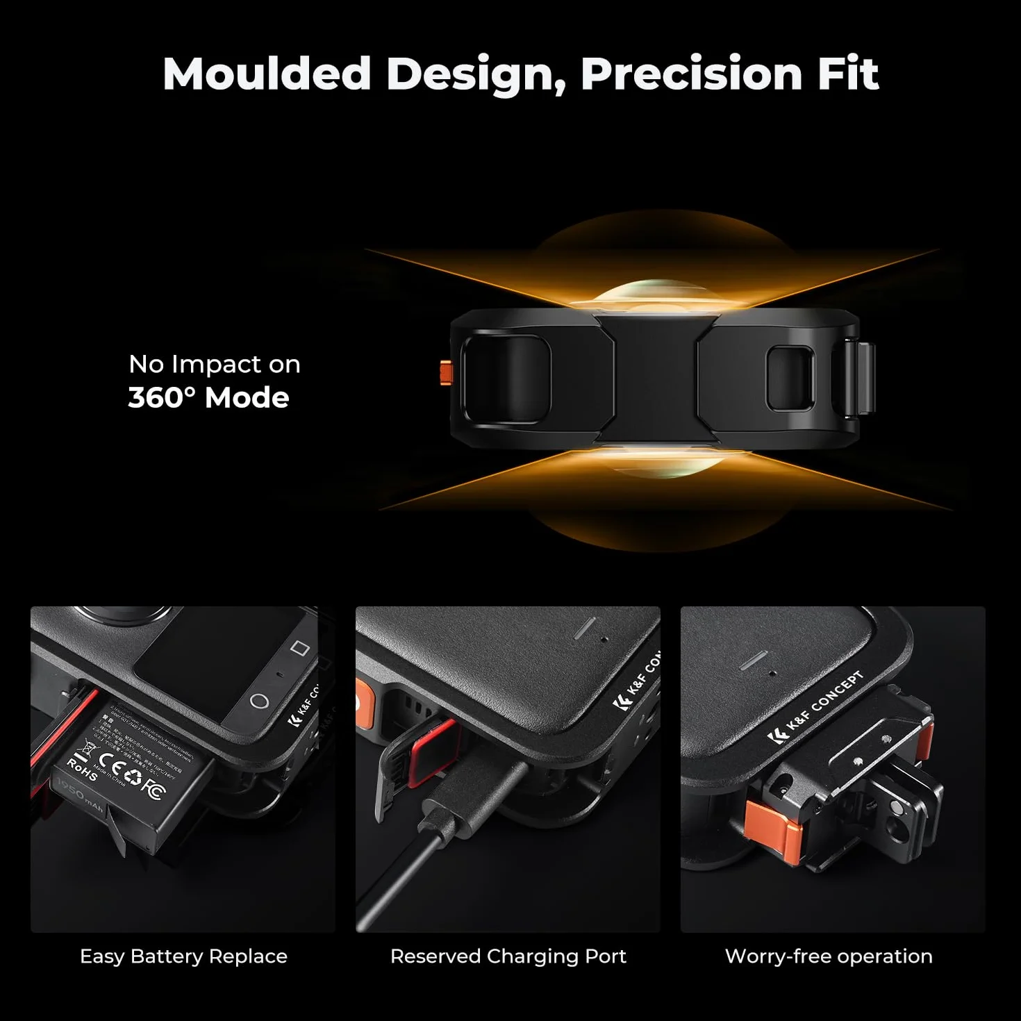 K&F CONCEPT Gabbia Metallica Compatibile con DJI Osmo 360 | Custodia Protettiva in Alluminio | Include Coprilenti in Silicone, Telaio con 2 Attacchi a Freddo e Contatti di Ricarica
