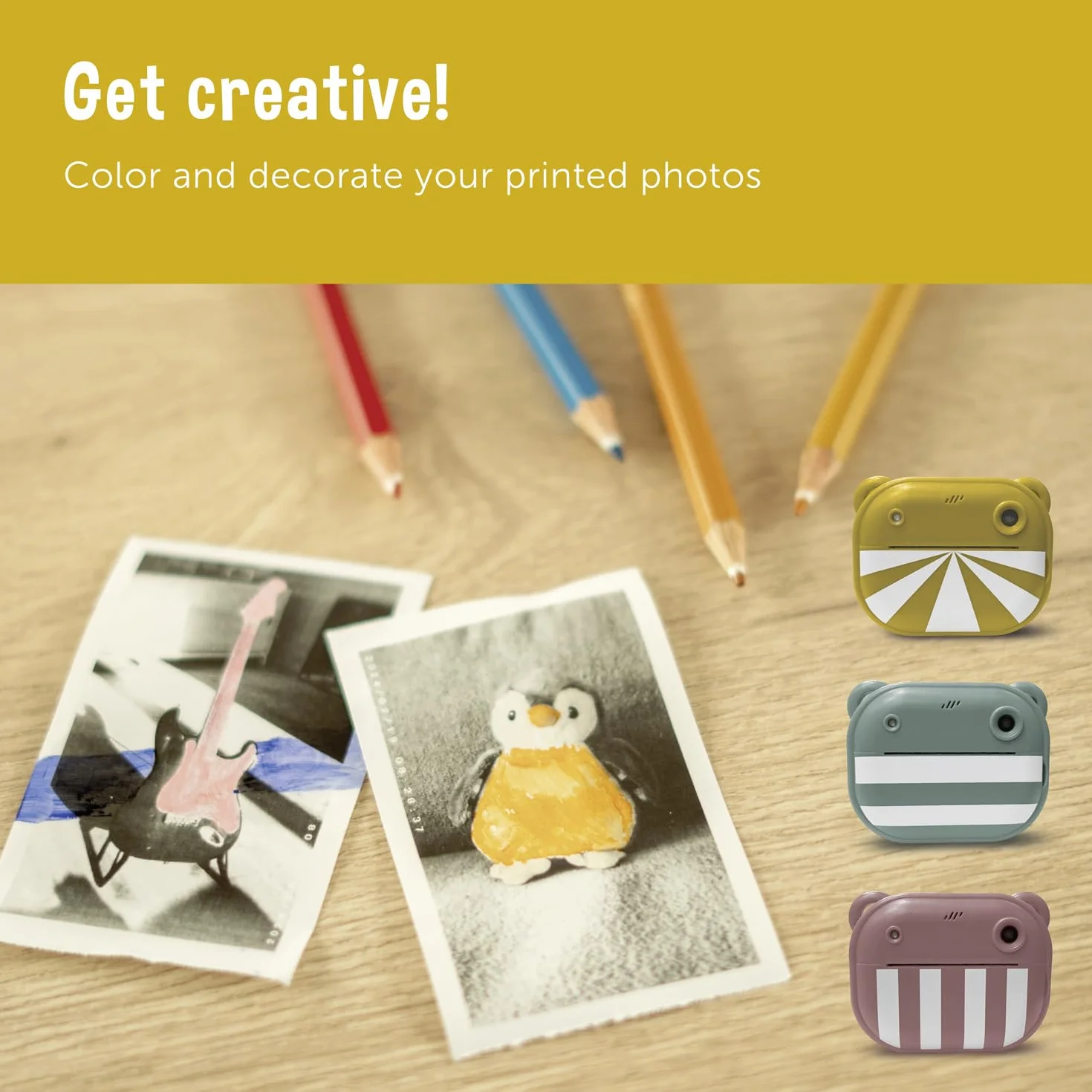 ZAZU Fotocamera digitale istantanea per bambini, foto ad alta risoluzione da 48 MP, display a colori da 2", video Full HD 1080P, stampa termica senza inchiostro, batteria ricaricabile, con 2 rulli di