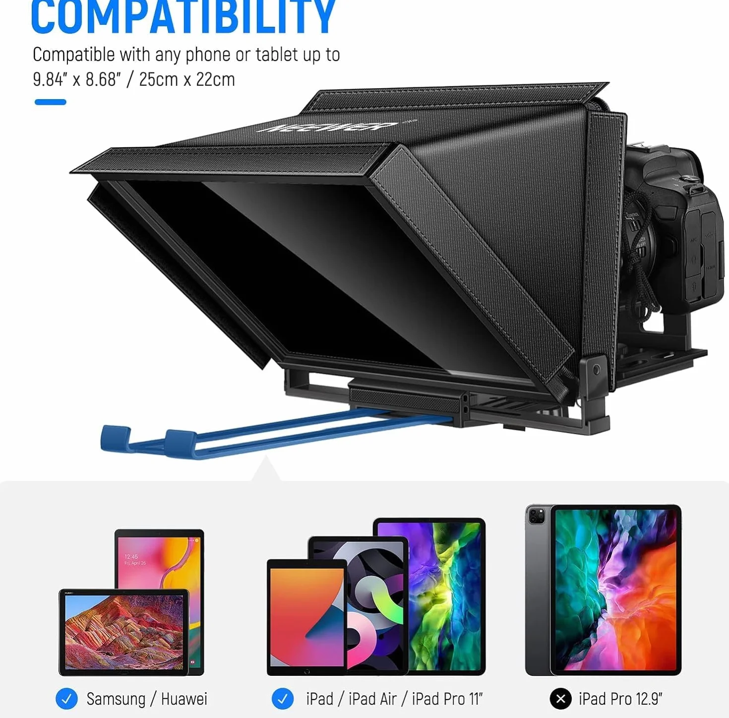 NEEWER X12 14" Teleprompter in Lega di Alluminio per iPad Tablet Smartphone Fotocamere DSLR con Telecomando, Custodia, APP Compatibile con iOS/Android per L'insegnamento Online/Vlogger/Live Streaming
