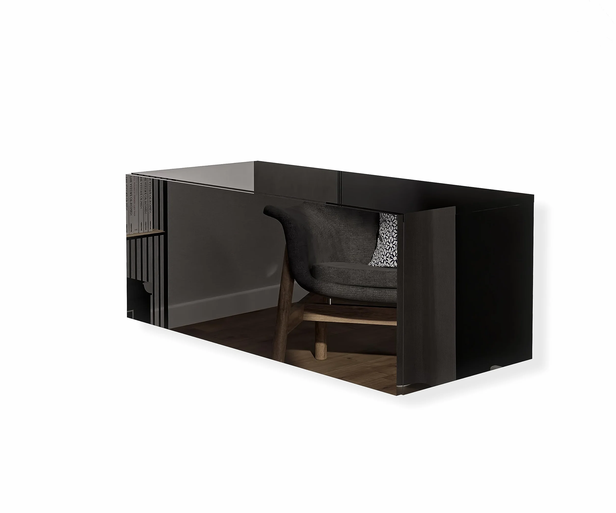 Nero Lucido Mobile TV Sospeso 90 cm Supporto tv Parete Attrezzata Soggiorno Moderno Pannello Porta TV per Camera Salotto Ingresso Moderna Armadio a Muro Credenza