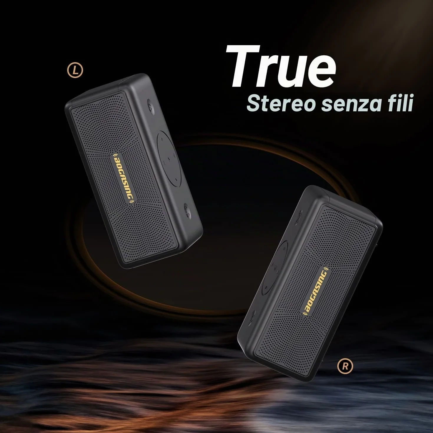 BOGASING Cassa Bluetooth Potente Portatile, M5 Casse Bluetooth 5.3, Bassi Extra 40W e Audio Stereo, 30h di autonomia, Impermeabile IPX7, EQ, USB/TF/AUX Speaker Altoparlante Bluetooth da casa (Nero)