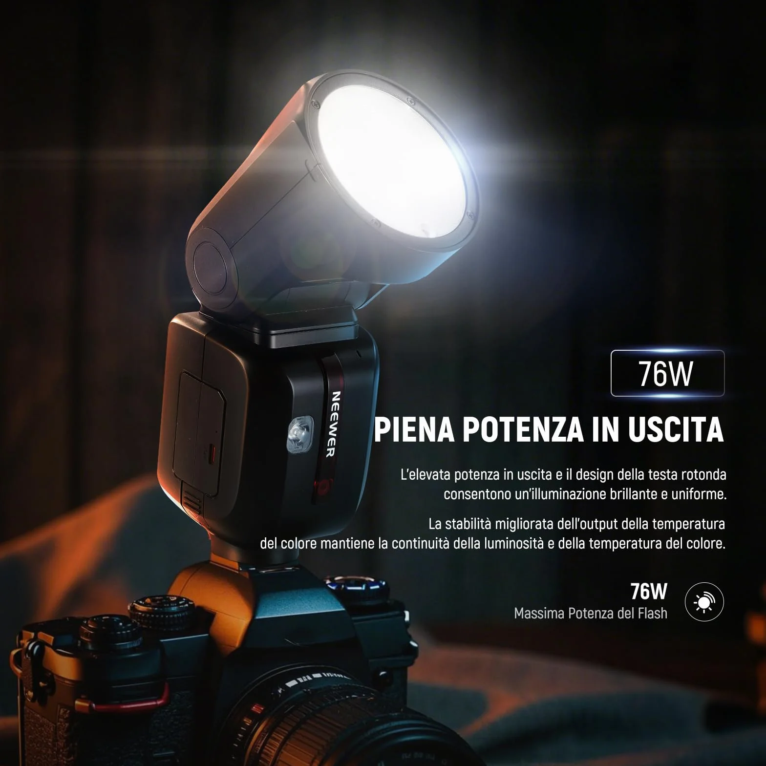 NEEWER Z2PRO-N Flash Speedlite Rotondo TTL 2.4G Compatibile con Nikon, Wireless Compatibile con Godox, 76Ws HSS 1/8000s, UI Aggiornata, Tasto TCM per TTL/M, 3000mAh 600 Luce a Piena Potenza, Diffusore