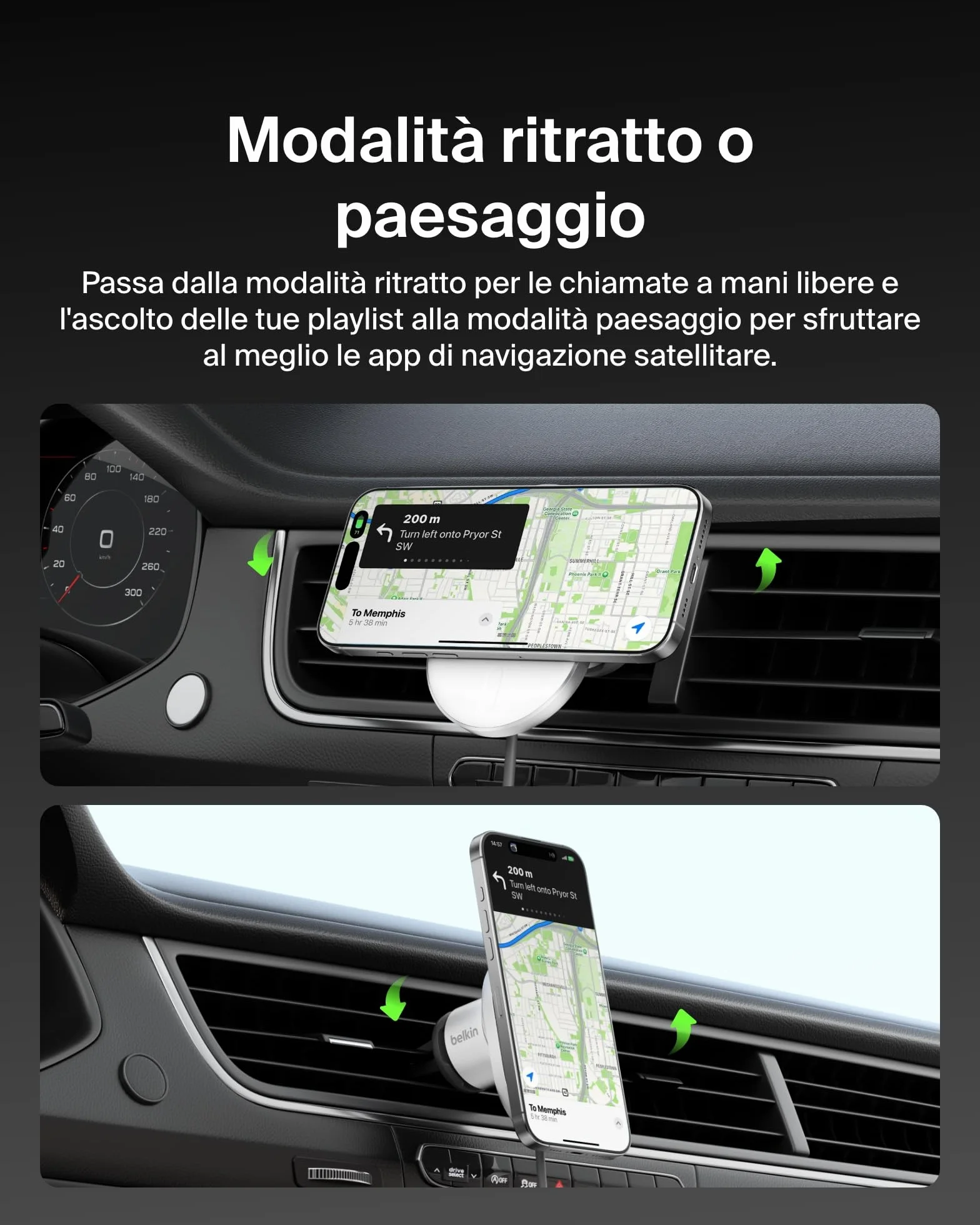 Belkin BoostCharge Pro Caricabatteria da Auto Wireless Magnetico con Qi2 da 15W, Caricatore Compatibile con MagSafe per iPhone 17, Air, Pixelsnap, 16, Cavo e alimentatore USB-C da 20W incluso