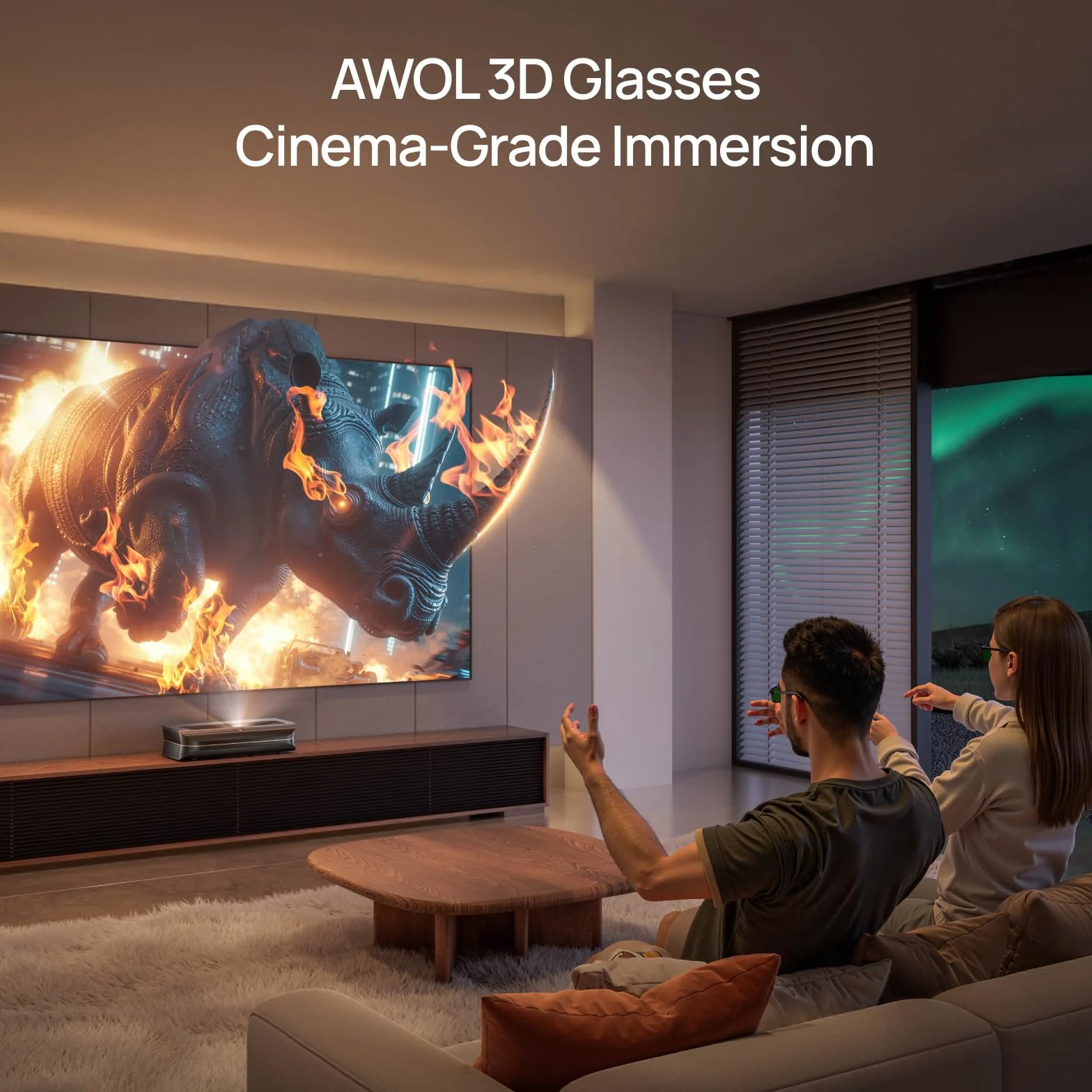 AWOL VISION DLP Link 3D Glasses, occhiali ricaricabili con otturatore attivo compatibili con AWOL VISION LTV-2500, LTV-3500, Vanish TV e altri proiettori DLP-Link 3D (Nero 2PCS)