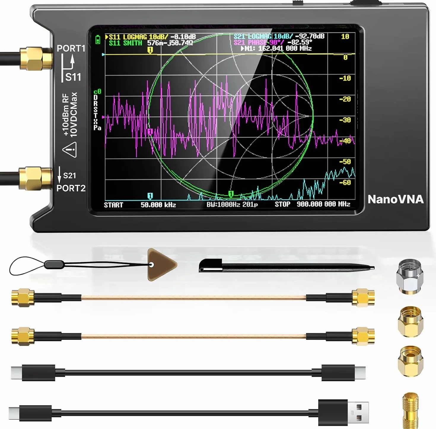 Aursinc Nanovna-H4 Vector Network Analyzer, ultimo V4.4 9KHz-1.5 GHz HF VHF UHF 4" Touch Screen Nanovna Analyzer Antenna Radio Ham, misurando i parametri di S, SWR, Fase, Delay, Smith Chart