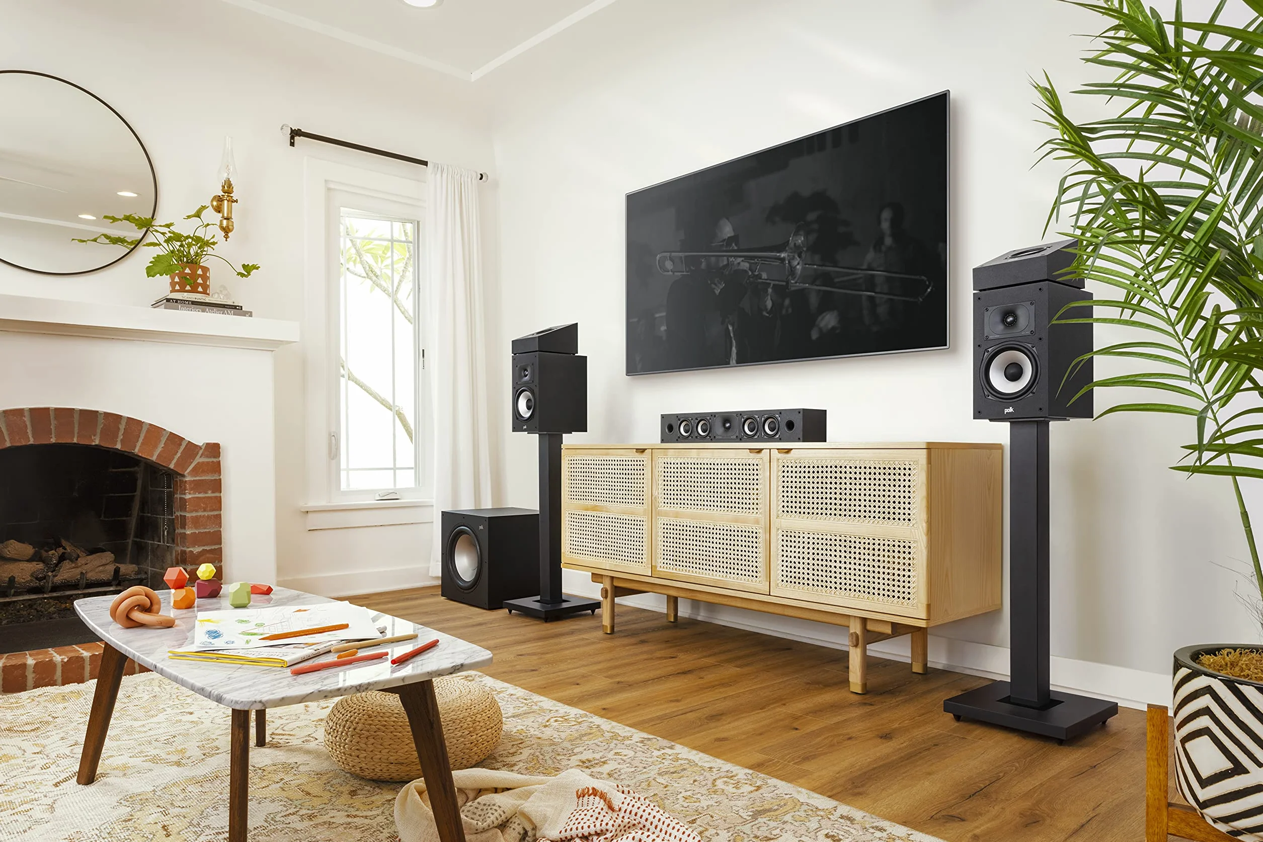 Polk Audio MXT90BK Diffusori Hi-fi per Musica e Home Cinema, Canale Height, Nero